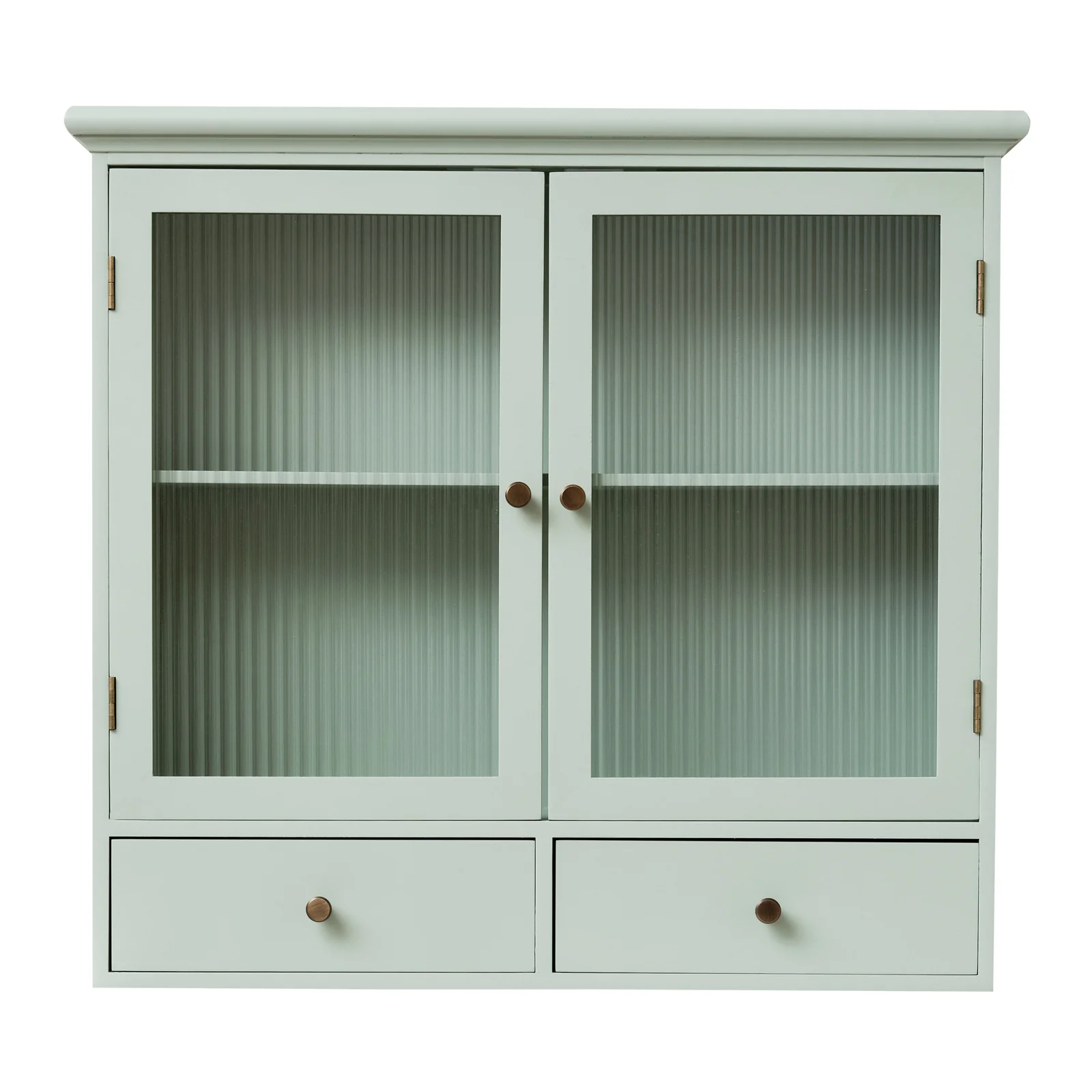 Sage Green Reeded Glass Wall Cabinet with Drawers - Image 8