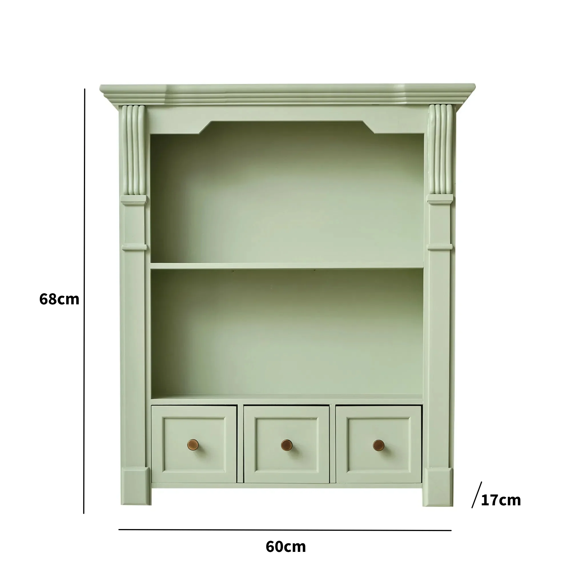 Sage Green Wooden Wall Shelf Unit with Drawers - Image 7
