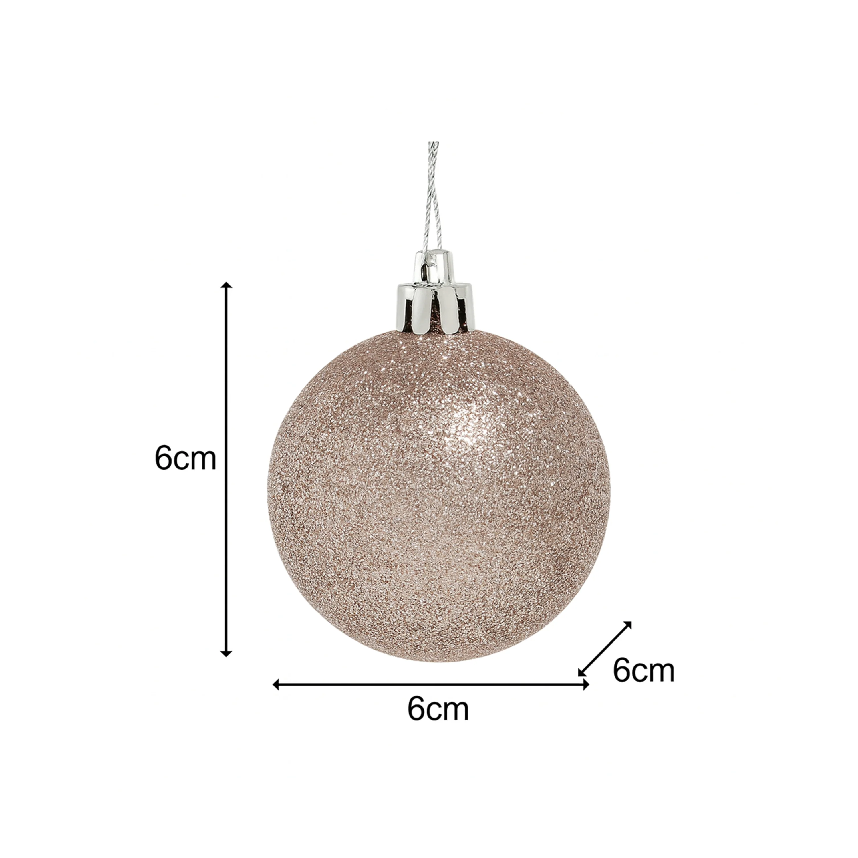Set of 10 Mixed Blush Pink Glitter Baubles - Image 5