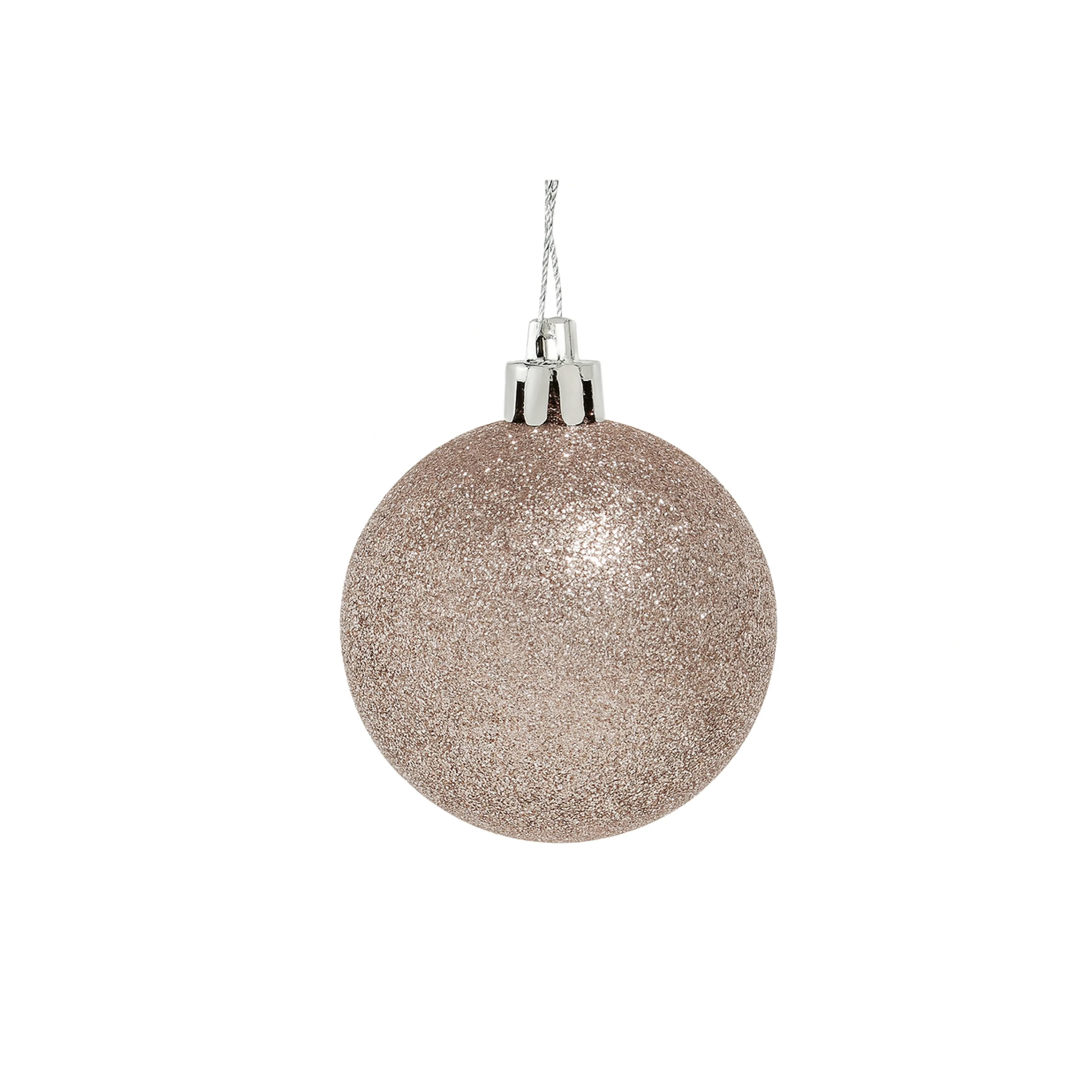 Set of 10 Mixed Blush Pink Glitter Baubles - Image 6
