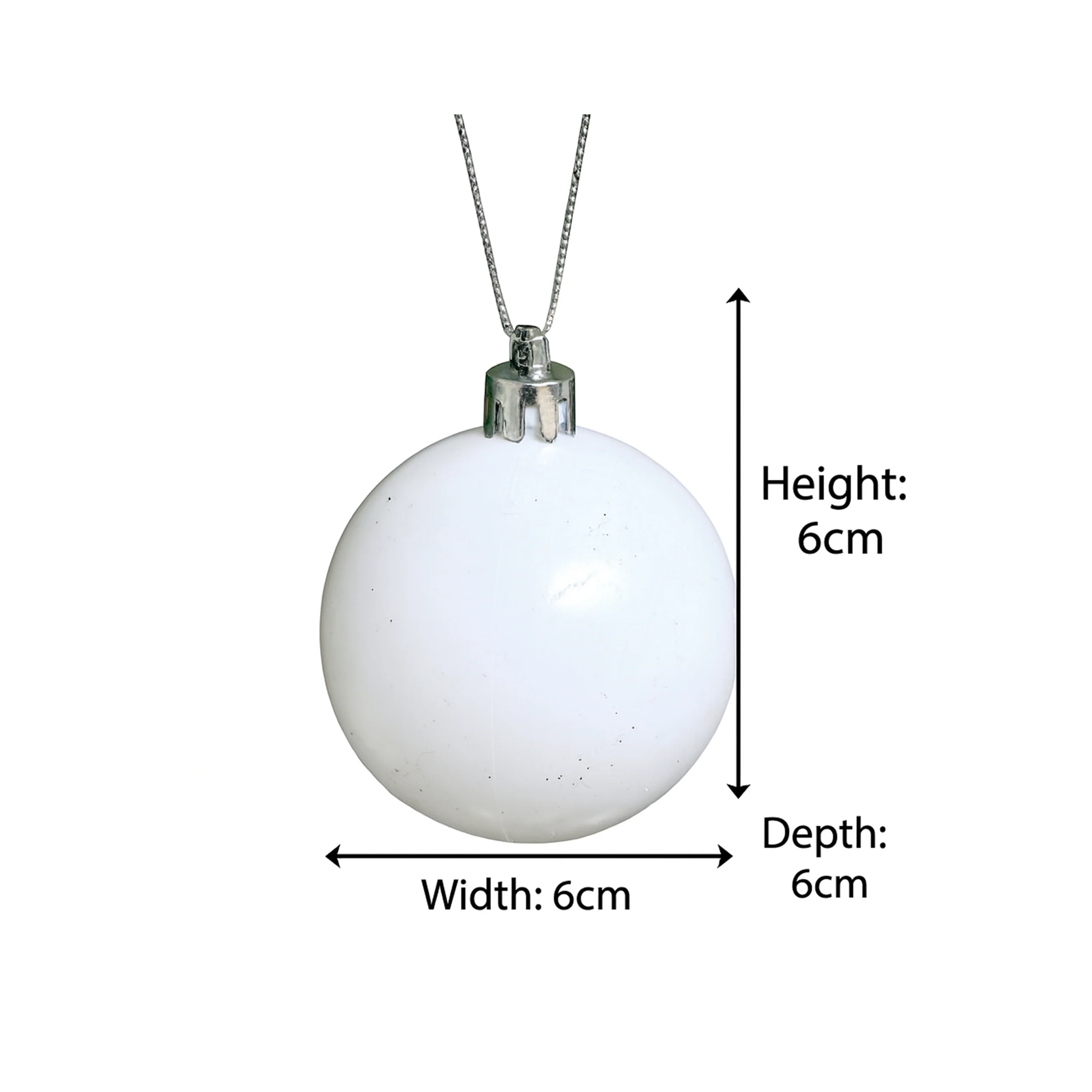 Set of 10 Mixed Glitter White and Silver Baubles - 6cm - Image 7