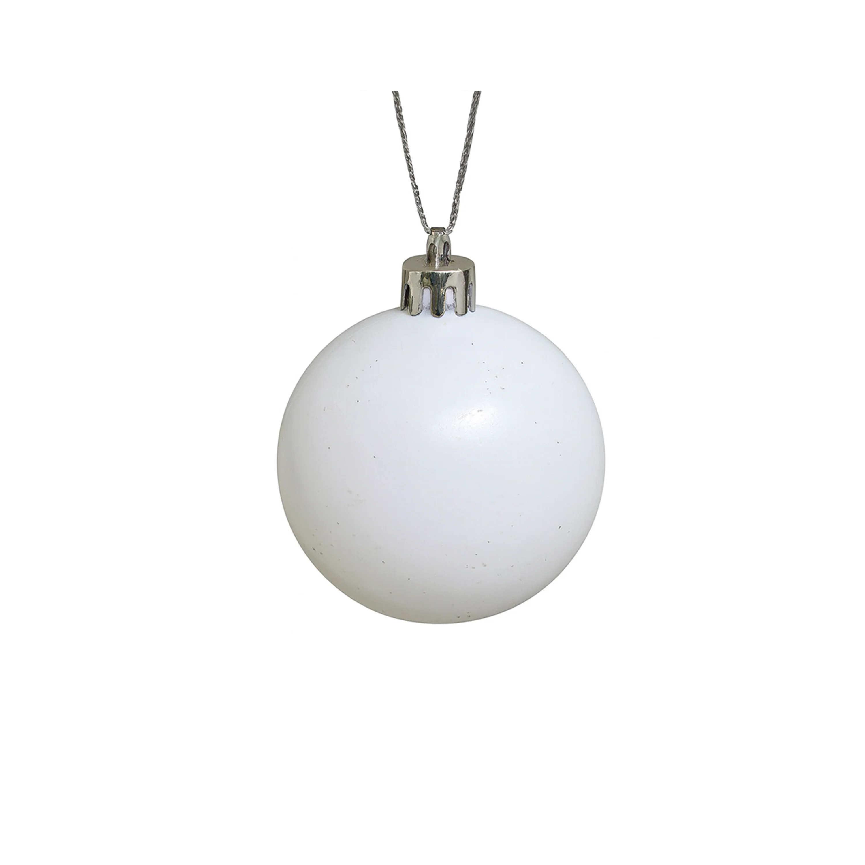 Set of 10 Mixed Glitter White and Silver Baubles - 6cm - Image 8