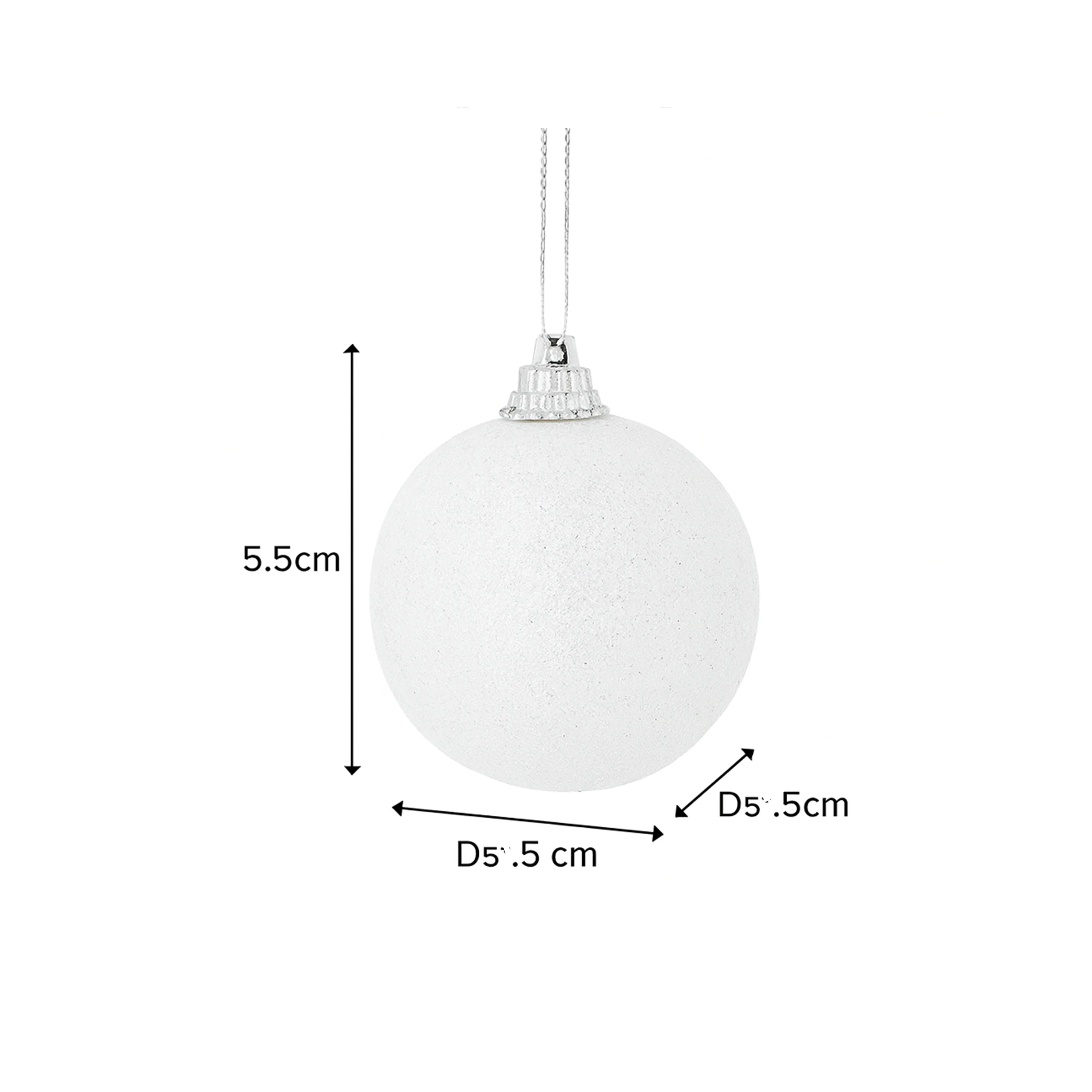 Set of 10 White Snowball Glitter Baubles - Image 5