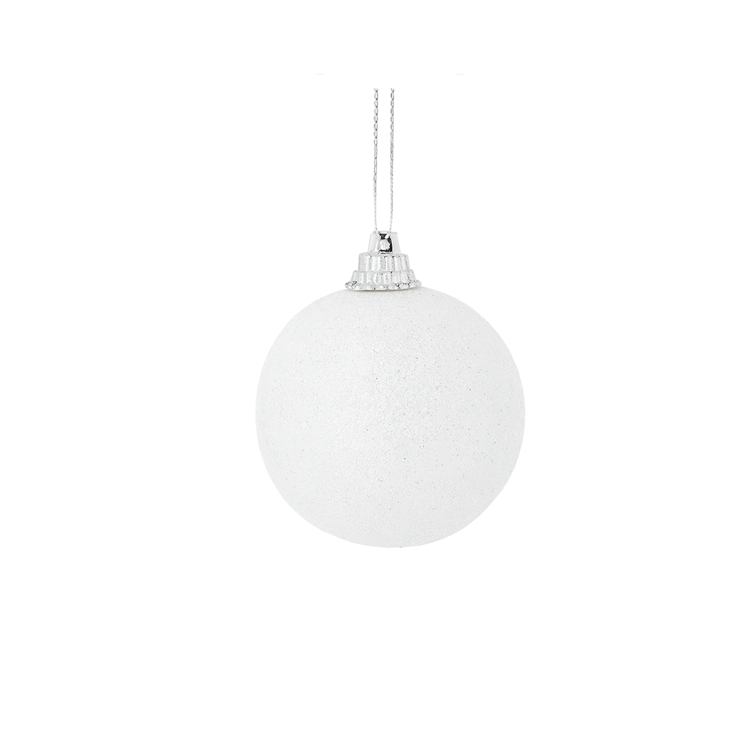 Set of 10 White Snowball Glitter Baubles - Image 6
