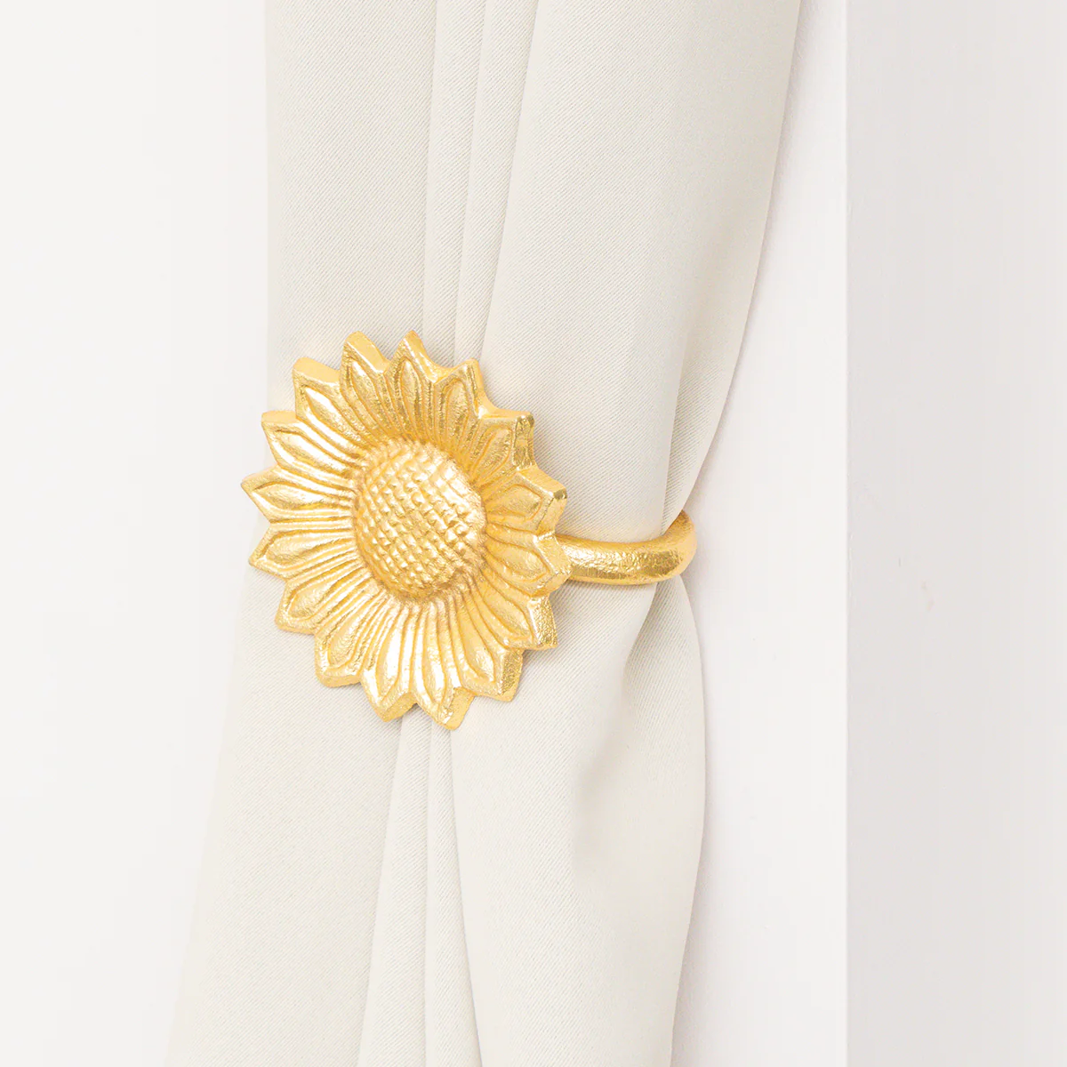 Set of 2 Gold Metal Sunflower Wall Mounted Tie Backs - Image 3
