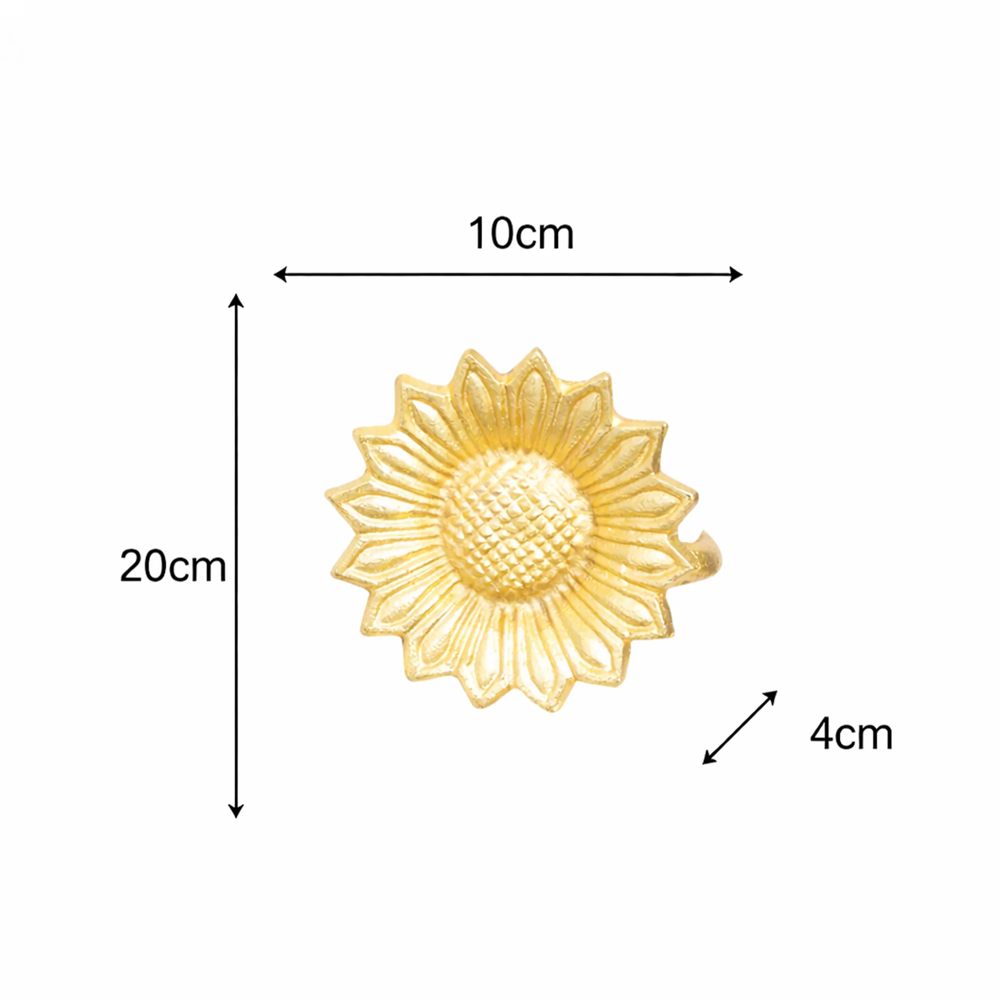Set of 2 Gold Metal Sunflower Wall Mounted Tie Backs - Image 5