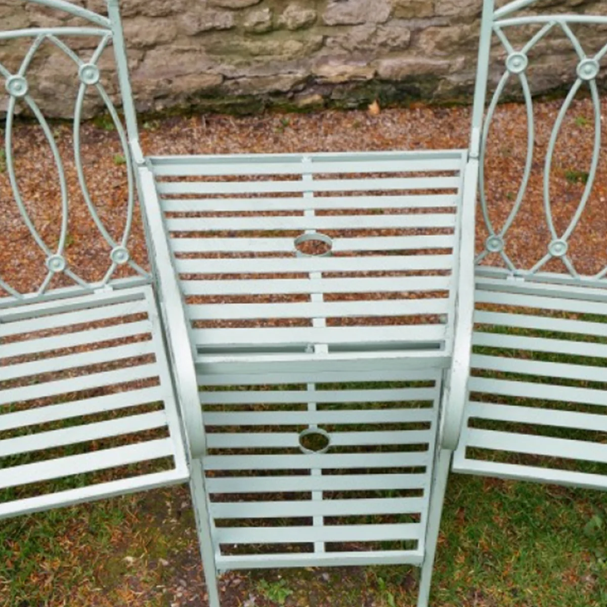 Set of 2 Green Lovers Garden Benches - Image 4