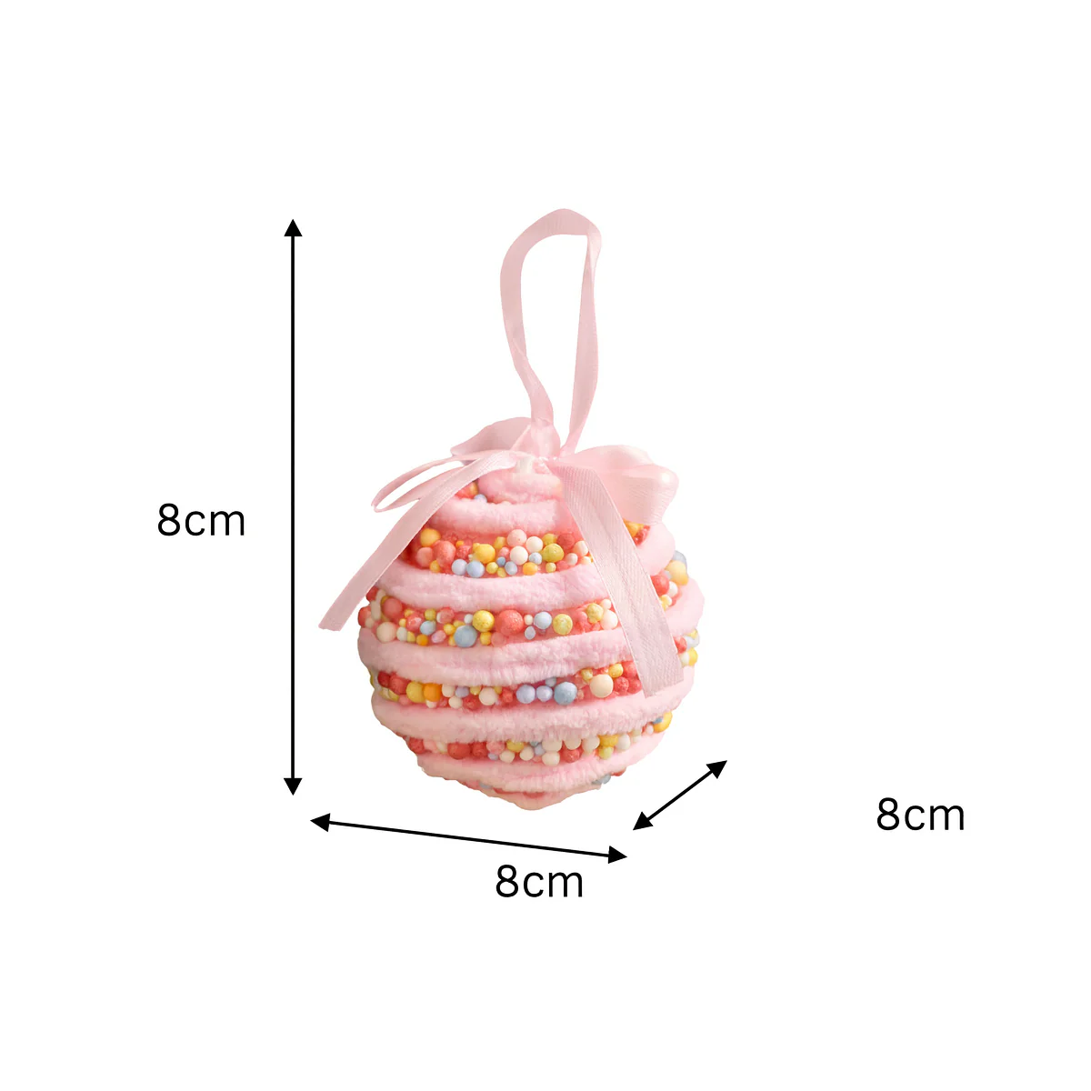 Set of 3 Candy Cane Sweet Beaded Baubles - 8cm - Image 5