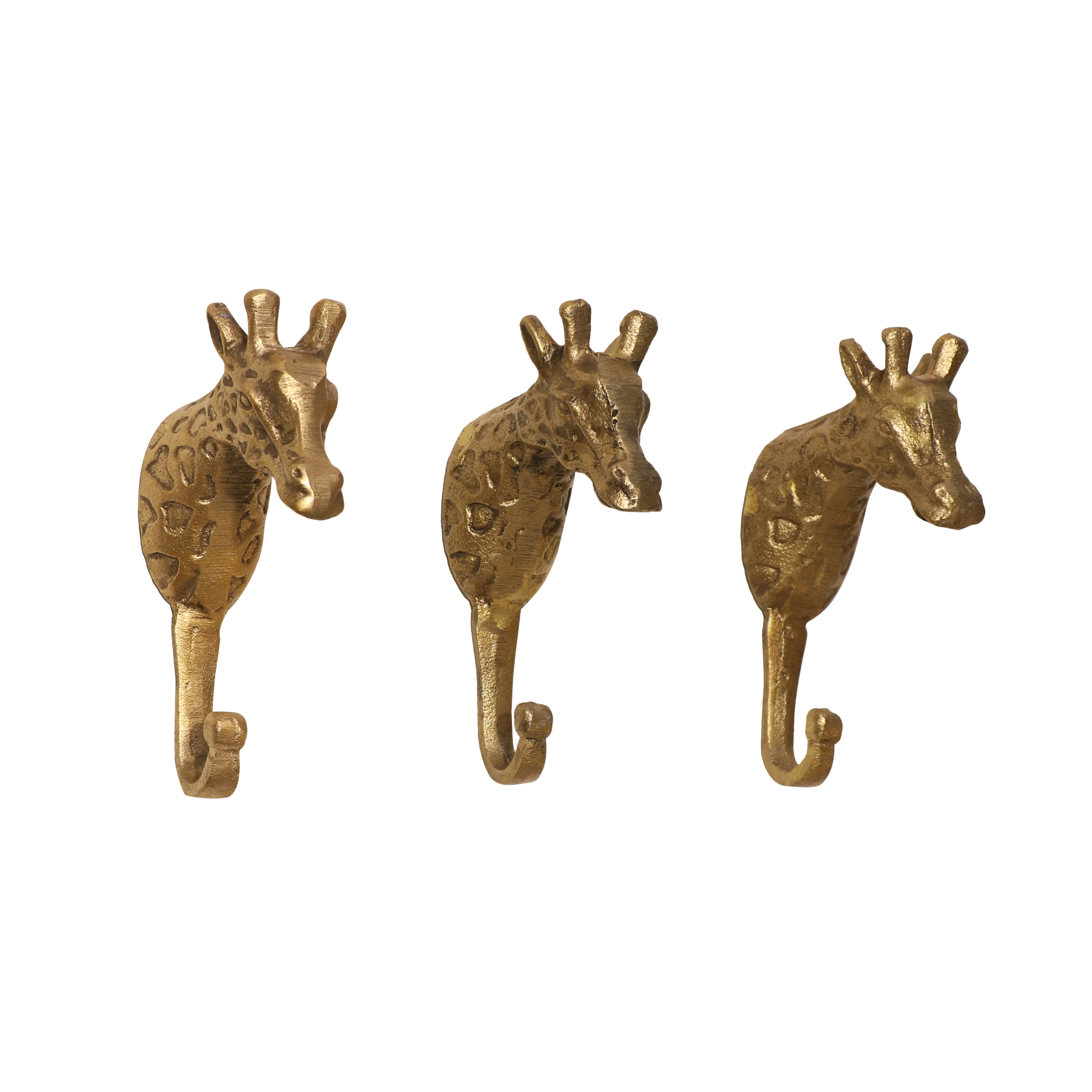 Set of 3 Gold Metal Giraffe Wall Hooks - Image 4
