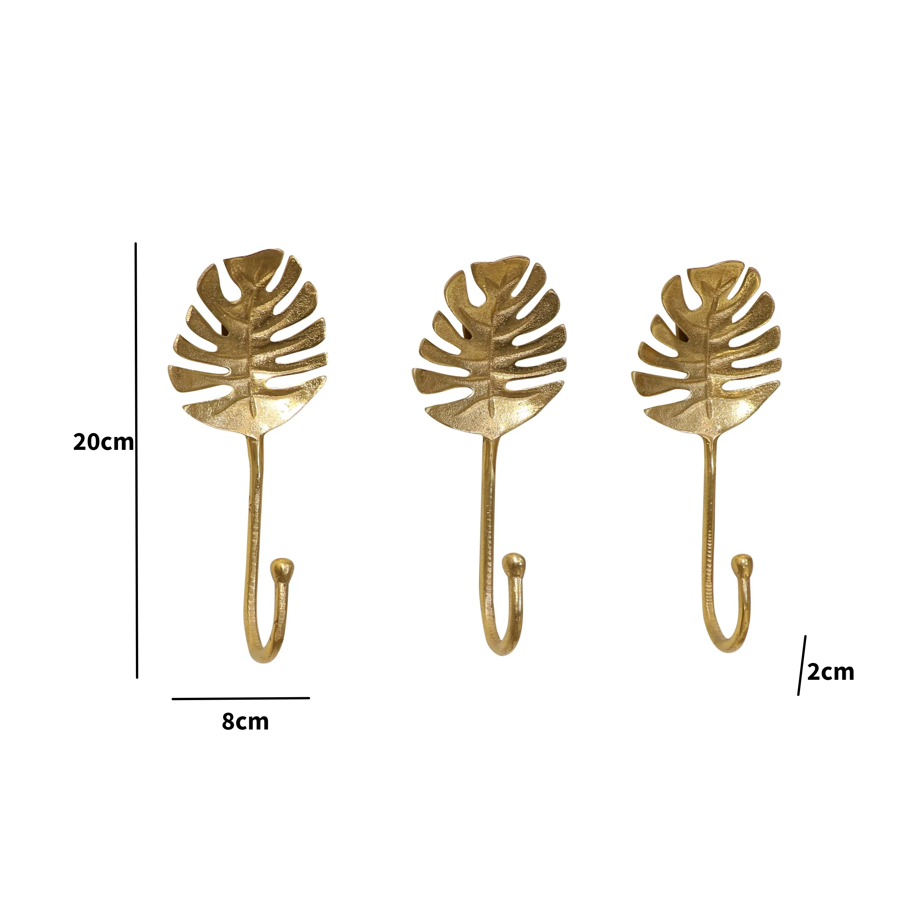 Set Of 3 Gold Monstera Leaf Wall Hooks - Image 3