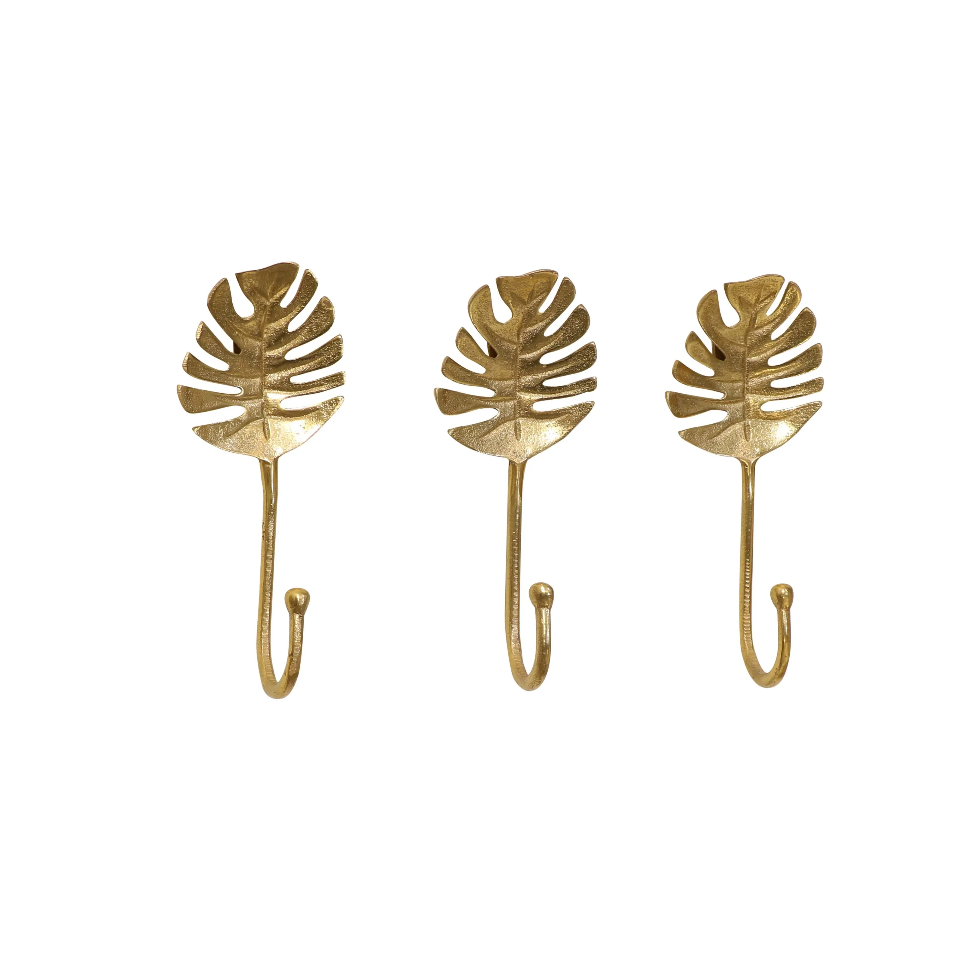 Set Of 3 Gold Monstera Leaf Wall Hooks - Image 4