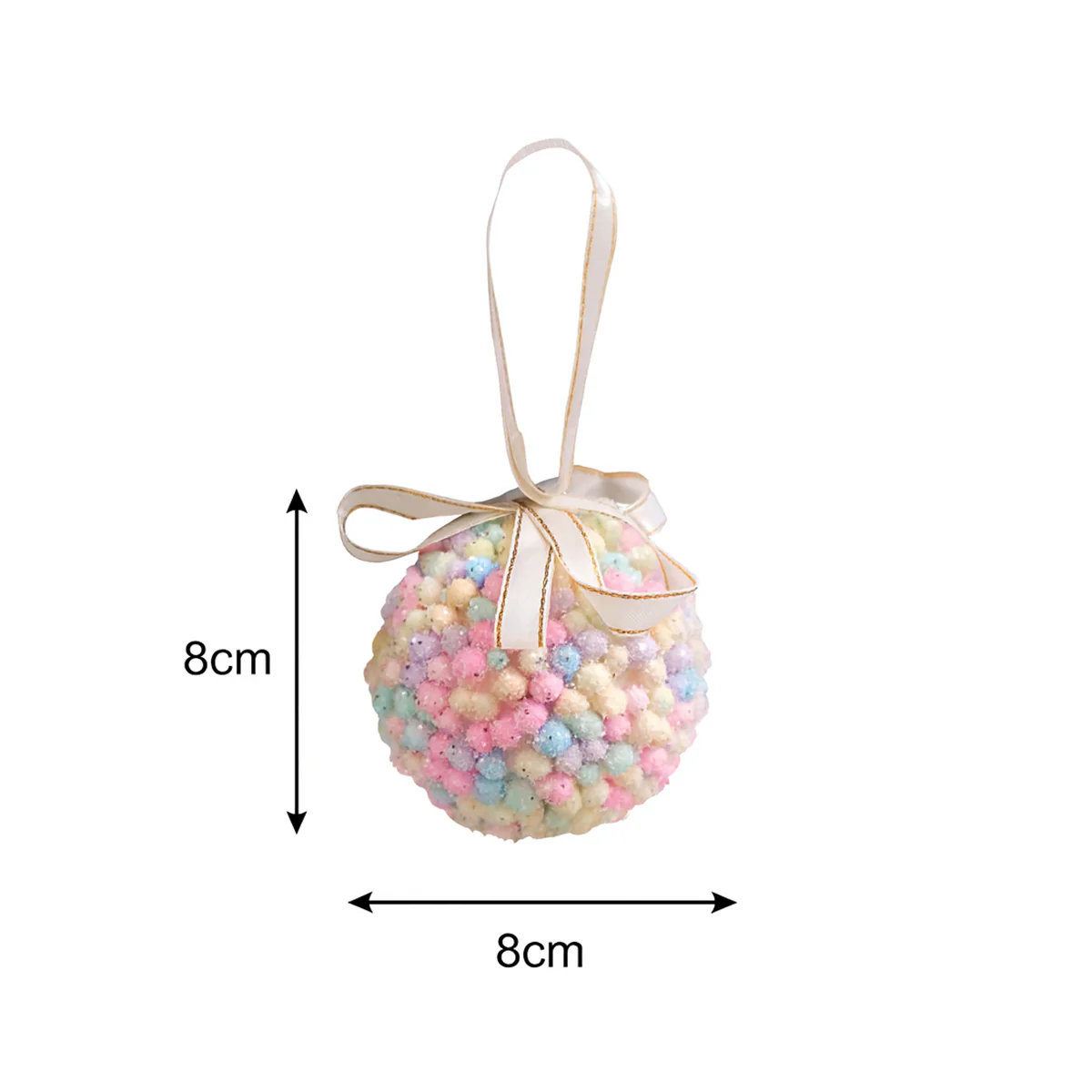 Set of 3 Mutlicoloured Pastel Beads Bauble - 8cm - Image 5