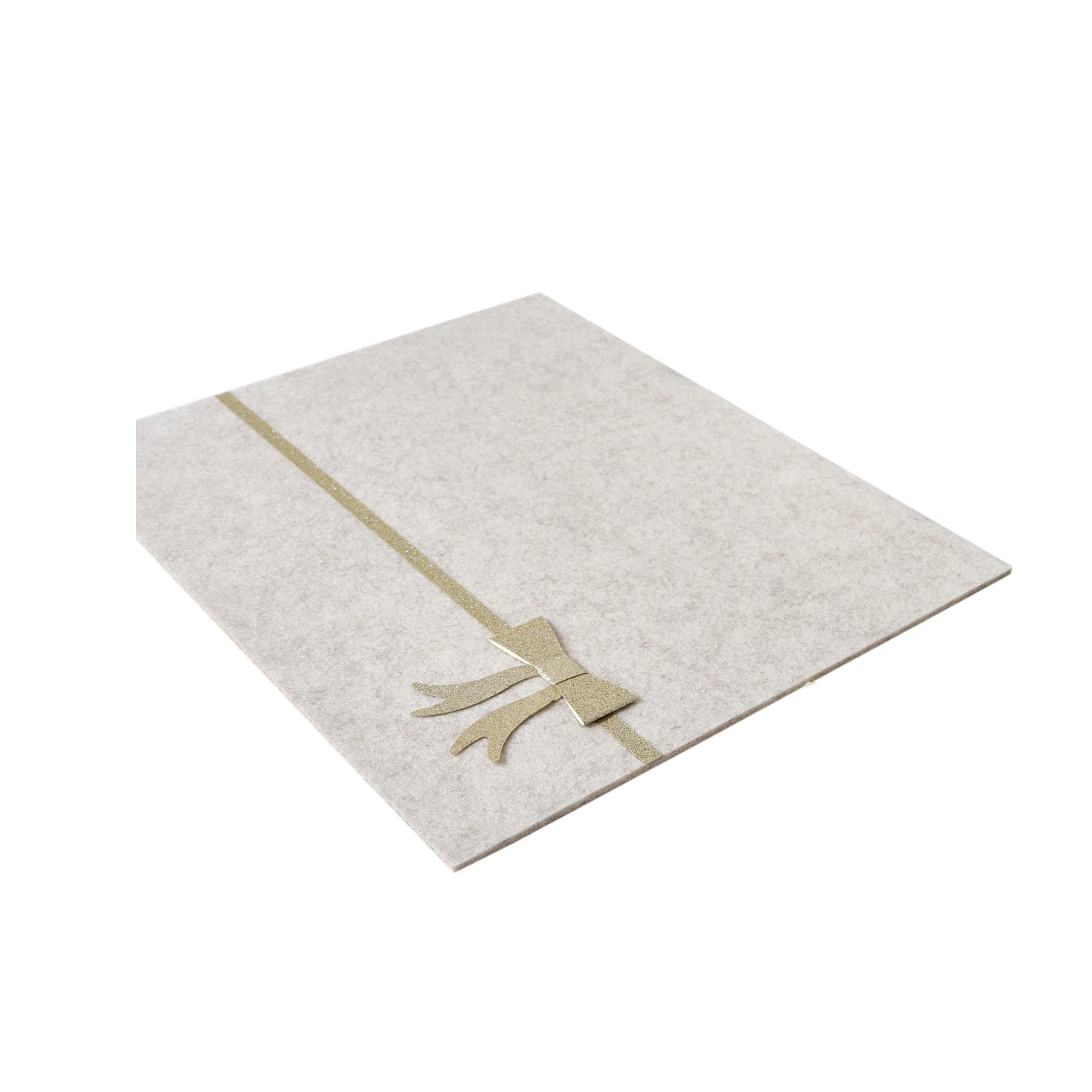 Set of 4 Beige Rectangular Felt Placemat with Champagne Gold Bow - Image 6