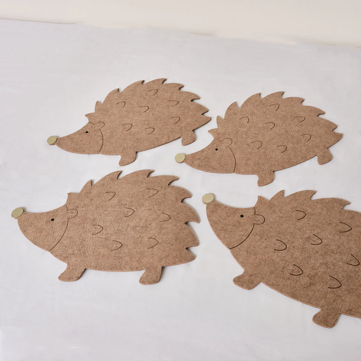 Set of 4 Brown Hedgehog Shaped Felt Placemats - Image 4
