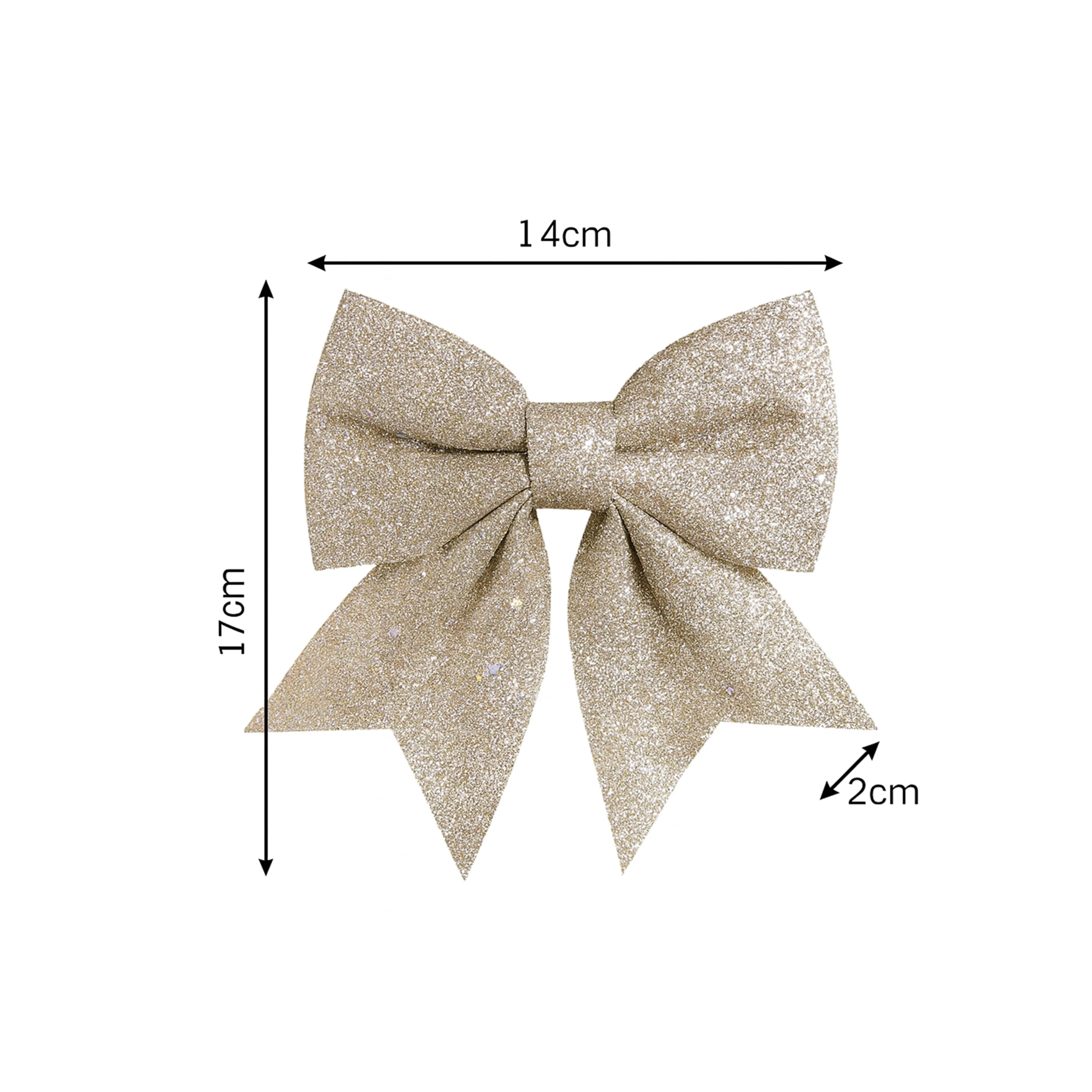 Set of 4 Champagne Glitter Christmas Bows - Image 5