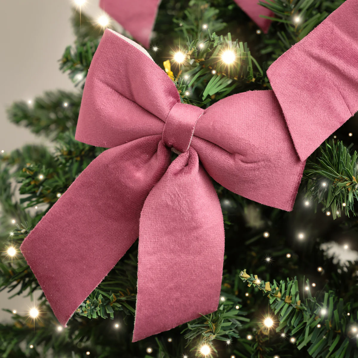 Set of 4 Dark Red Velvet Christmas Bows - Image 3