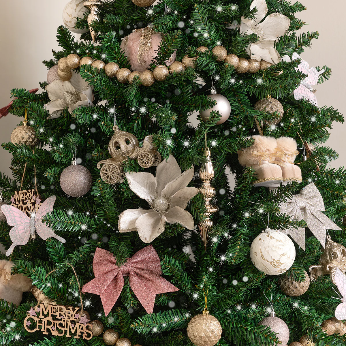 Set of 4 Glitter Pink Christmas Bows - Image 3