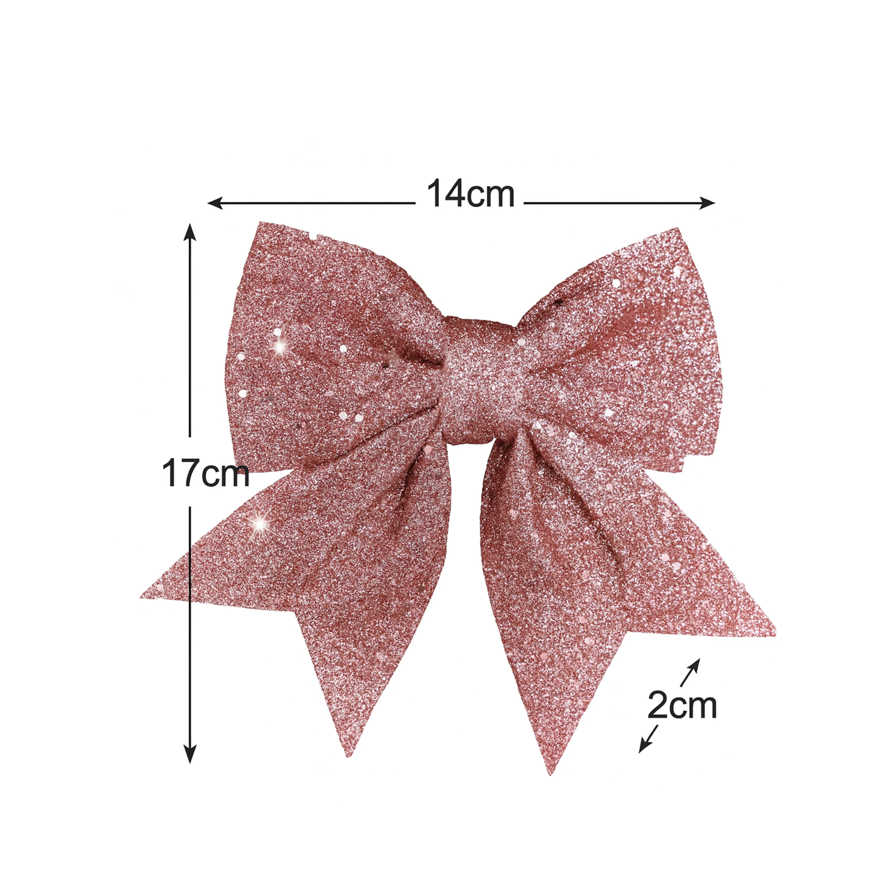 Set of 4 Glitter Pink Christmas Bows - Image 5