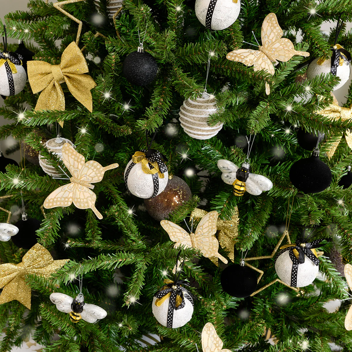 Set of 4 Gold Glitter Christmas Bows - Image 3