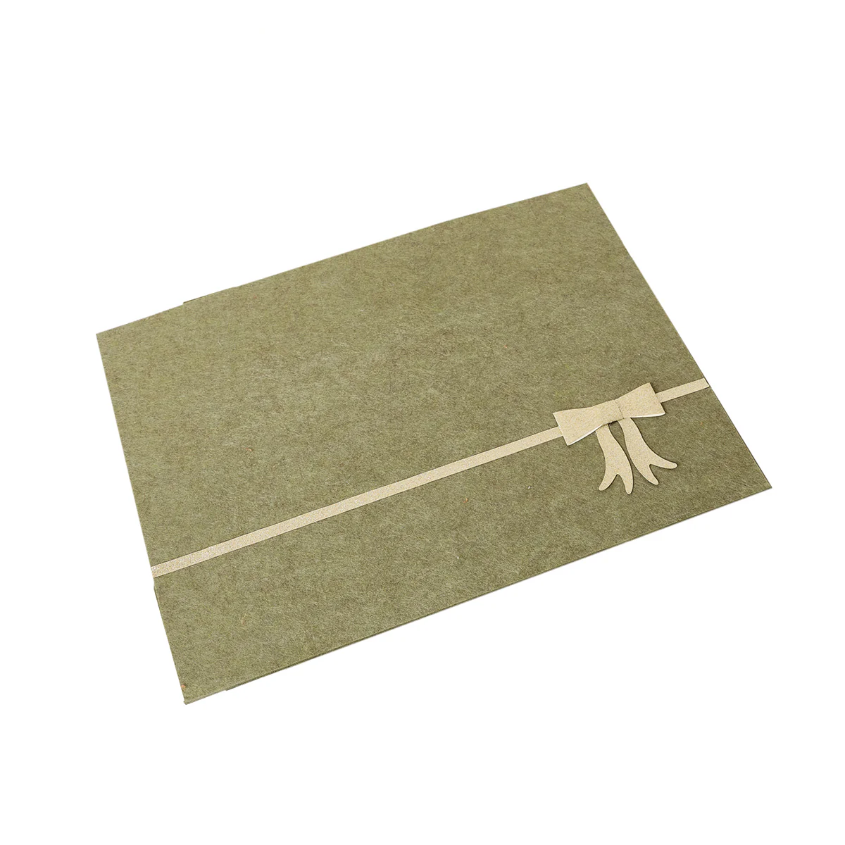 Set of 4 Green Rectangular Felt Placemat with Champagne Gold Bow - Image 6