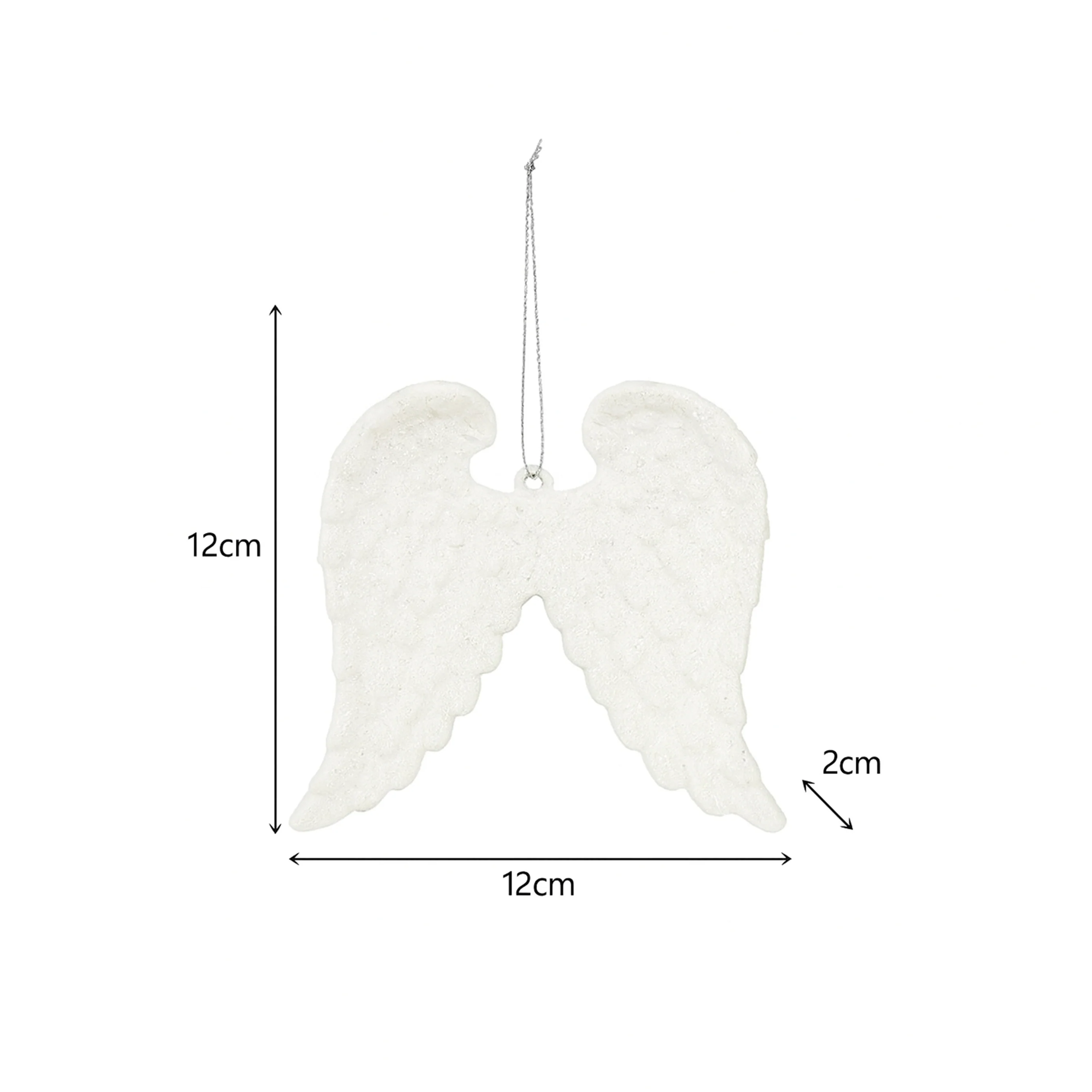 Set Of 4 White Glitter Angel Wings - 12cm - Image 6