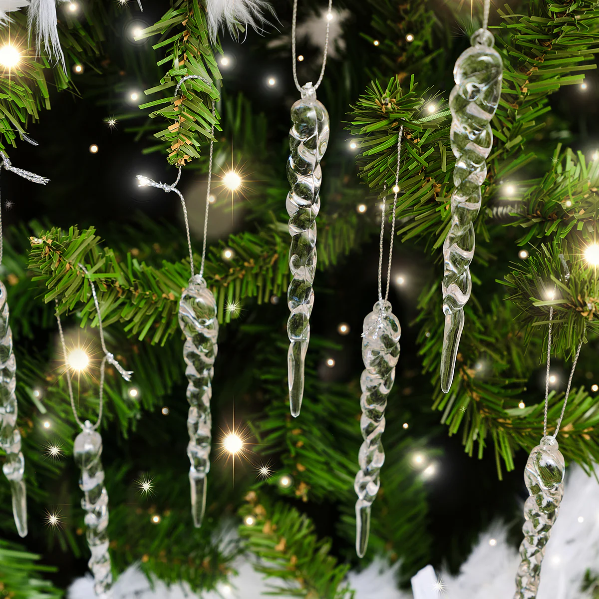 Set Of 8 Small Clear Acrylic Icicles - 13cm - Image 3