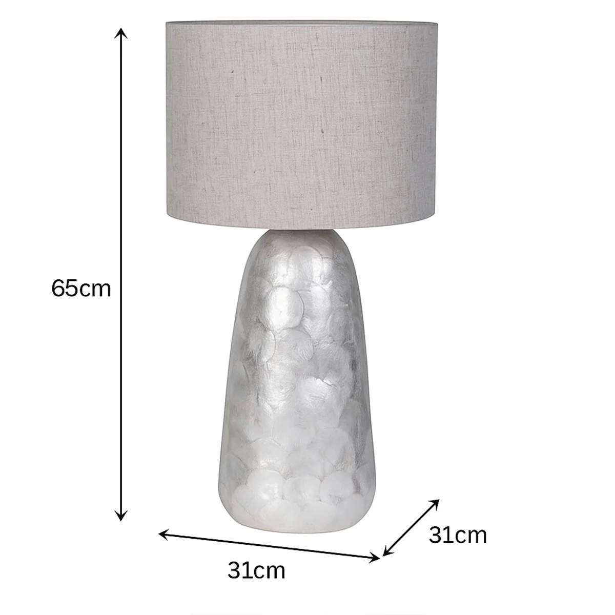 Silver & Grey Pearl Table Lamp with Linen Shade - Image 3