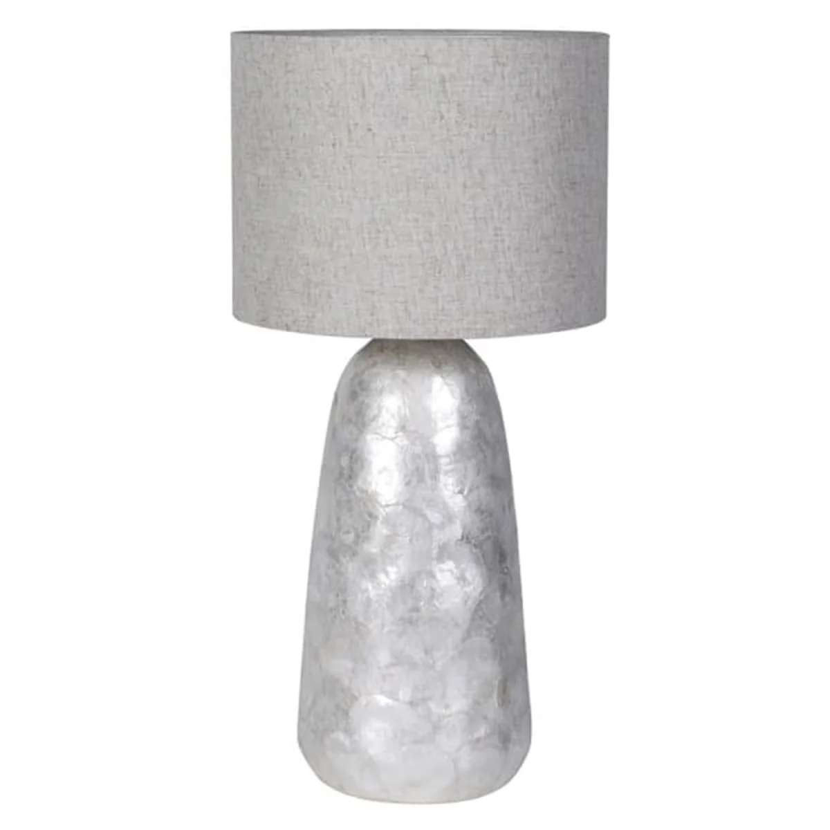 Silver & Grey Pearl Table Lamp with Linen Shade - Image 4