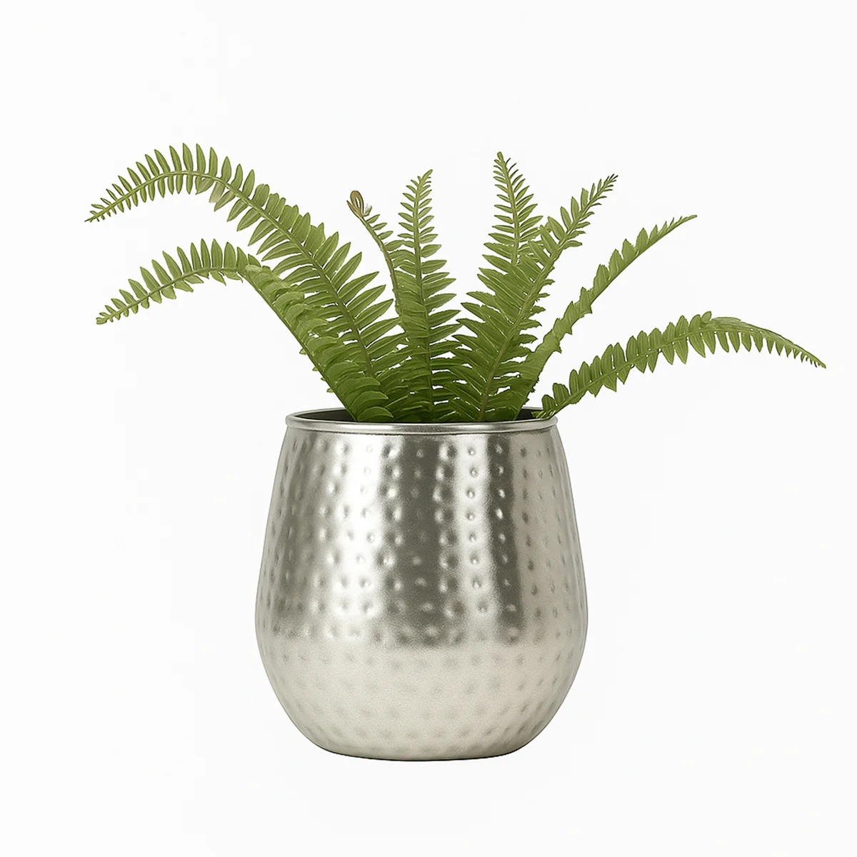 Silver Hammered Metal Planter - Image 6