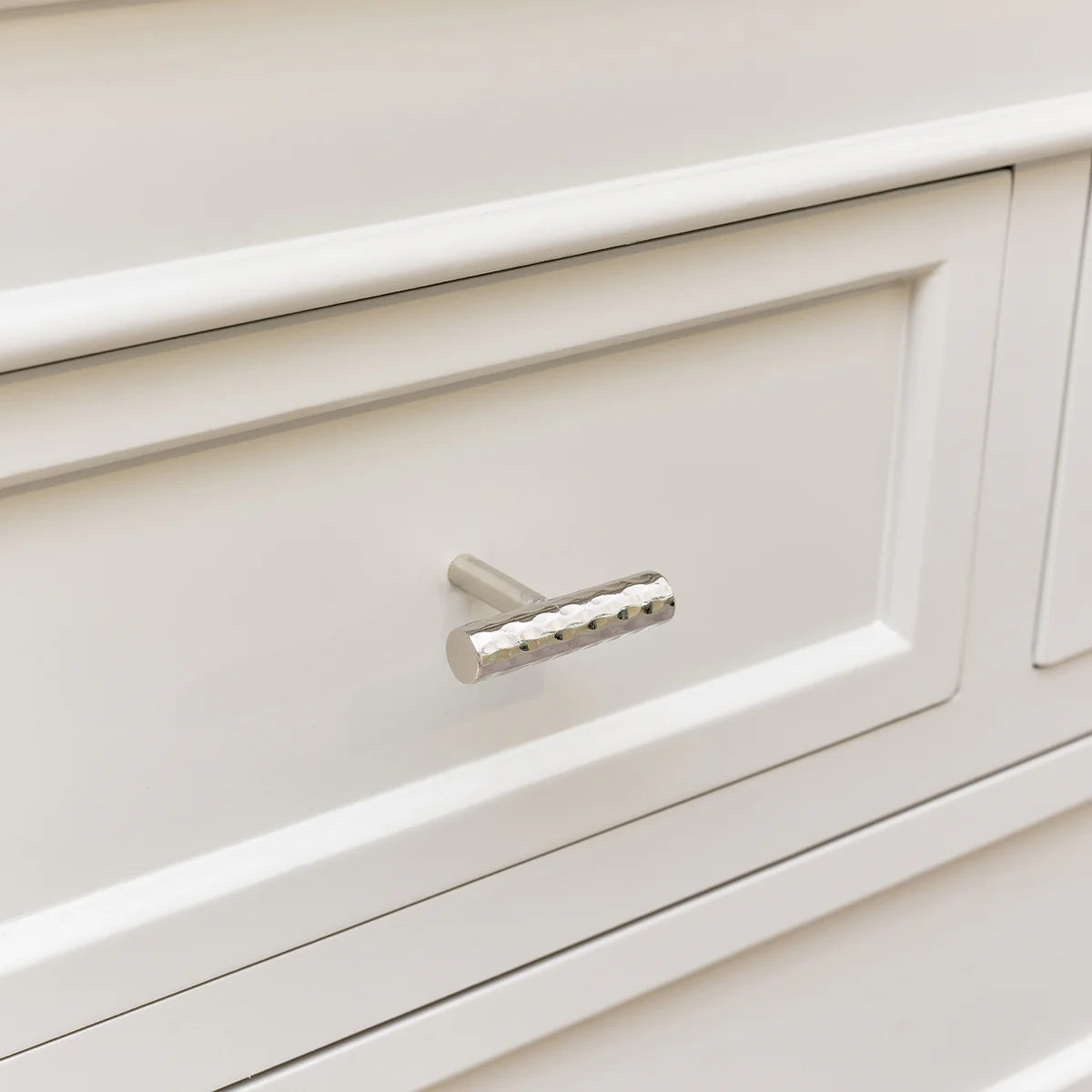 Silver Metal Hammered Drawer Bar Pull Handle 5.5cm - Image 4