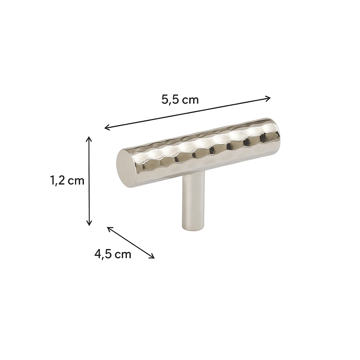 Silver Metal Hammered Drawer Bar Pull Handle 5.5cm - Image 5