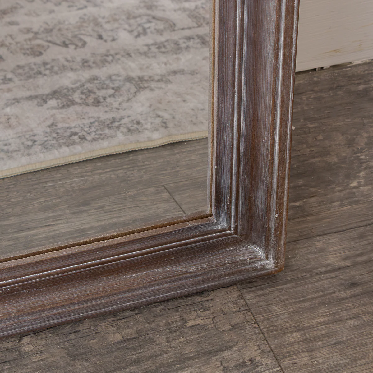Slim Arched Washed Wooden Framed Leaner Mirror - 50cm x 140cm - Image 3