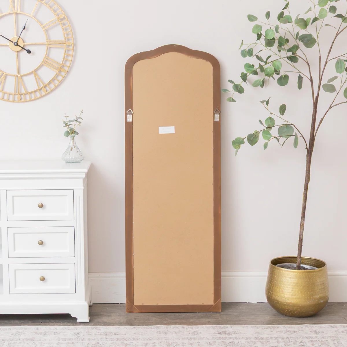 Slim Arched Washed Wooden Framed Leaner Mirror - 50cm x 140cm - Image 6