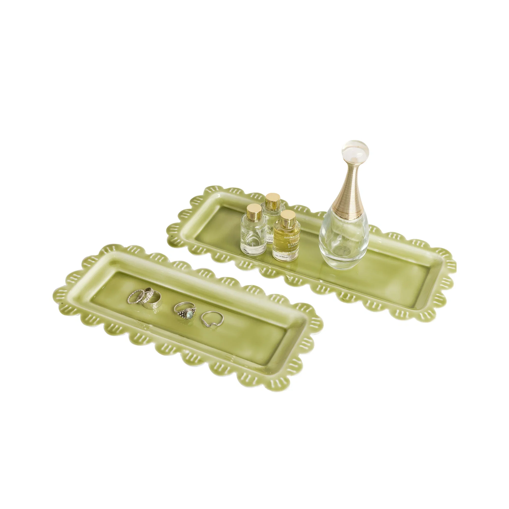 Small Green Enamel Embossed Scalloped Tray - Image 6