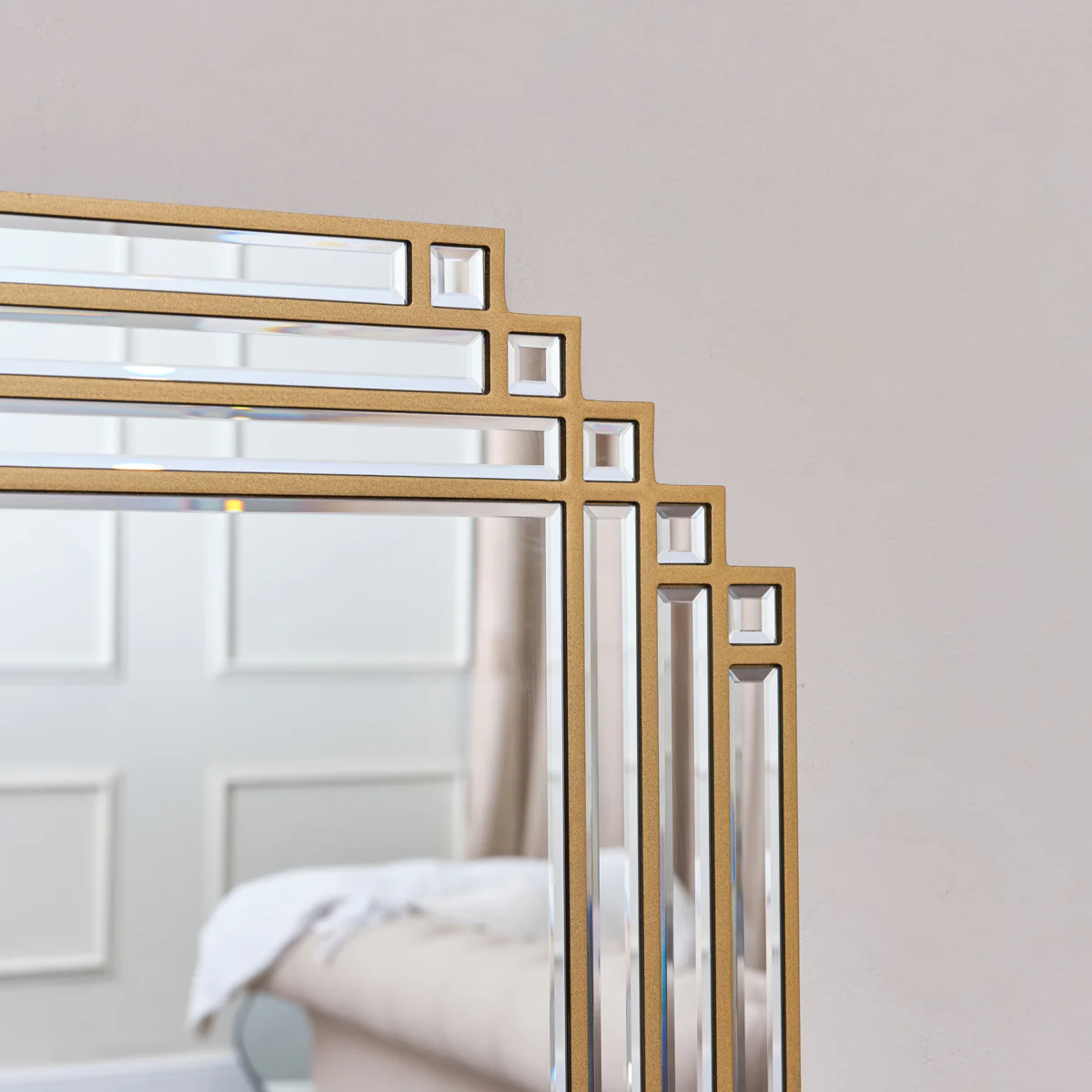 Square Gold Art Deco Fan Wall Mirror 55cm x 55cm - Image 3