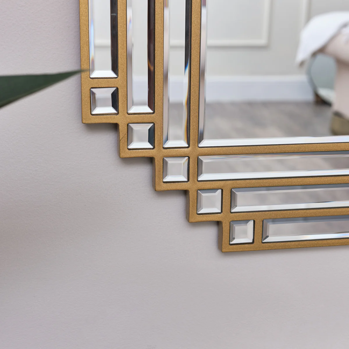 Square Gold Art Deco Fan Wall Mirror 55cm x 55cm - Image 4