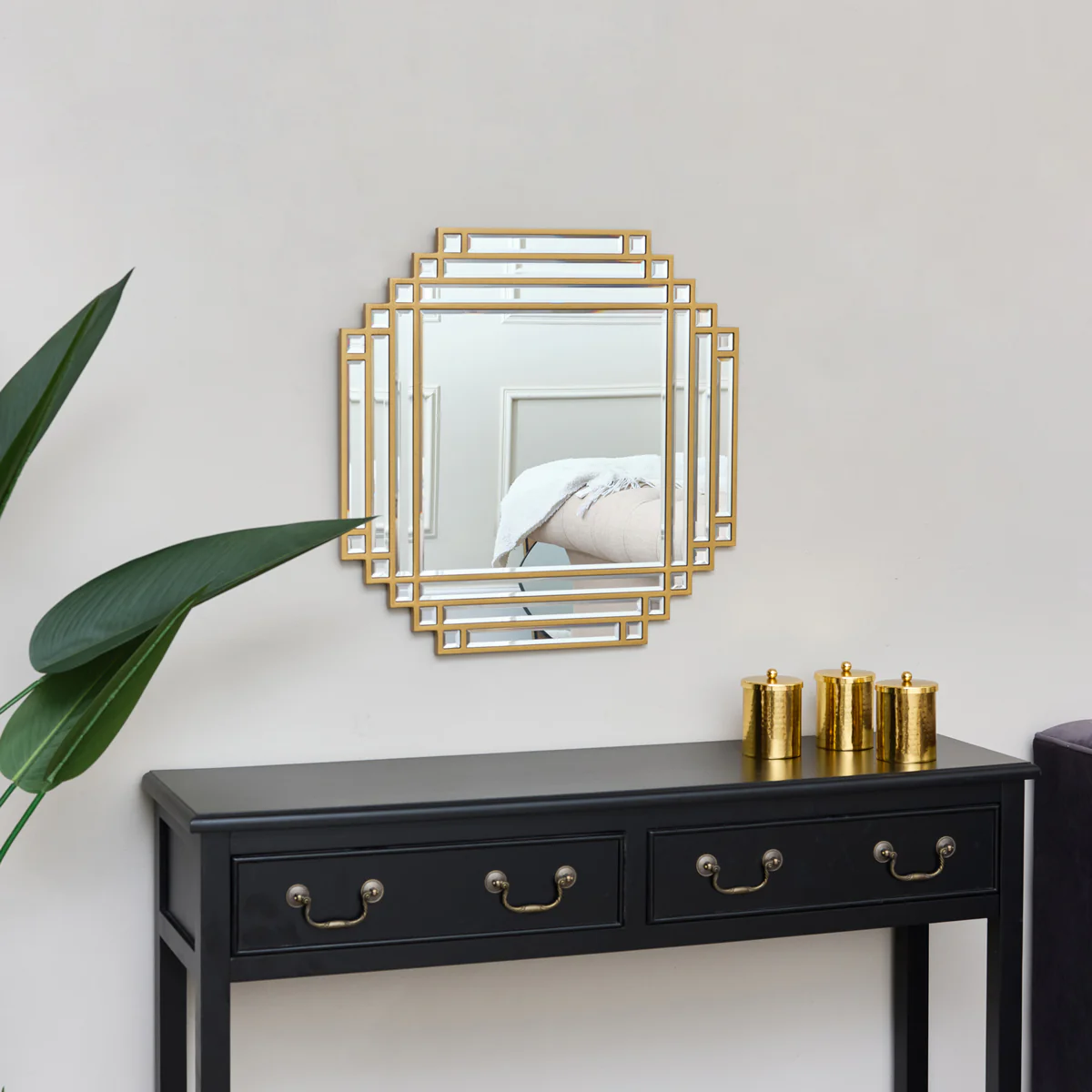 Square Gold Art Deco Fan Wall Mirror 55cm x 55cm - Image 5