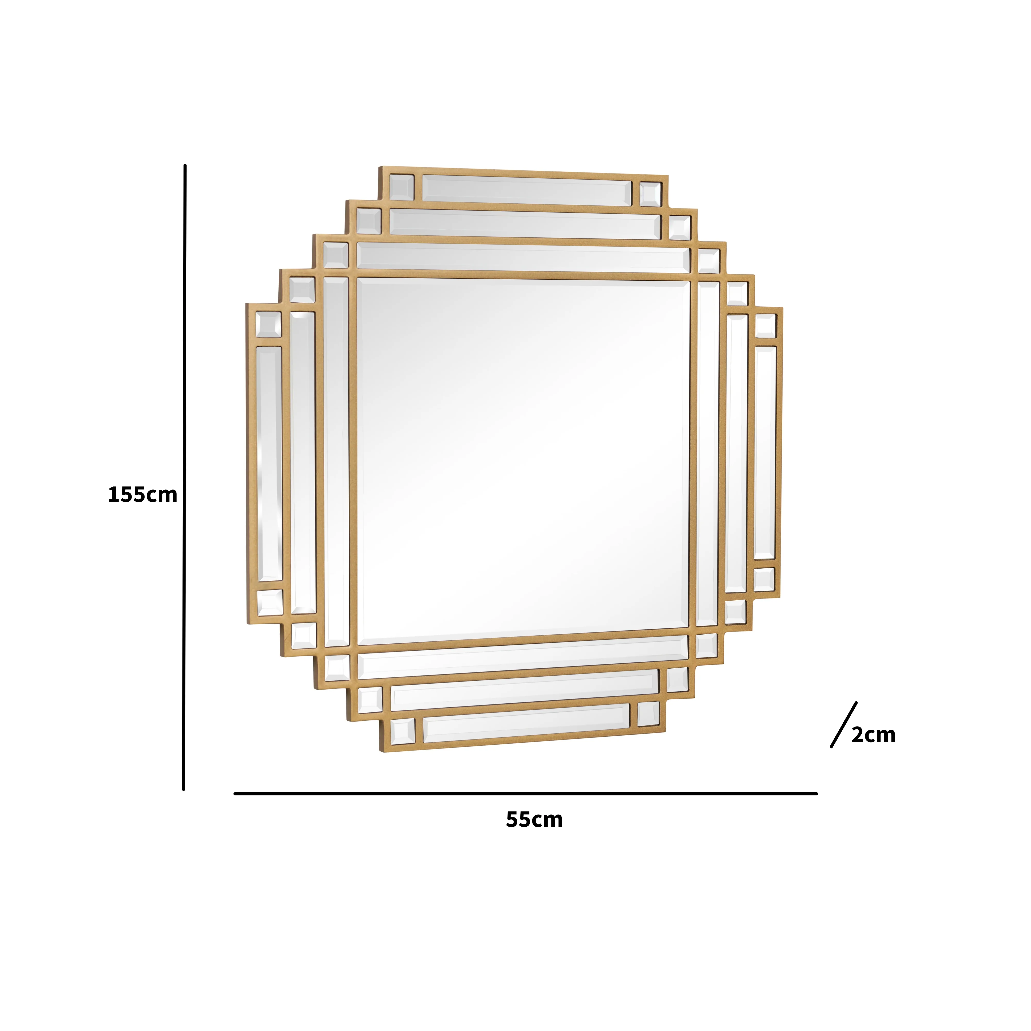 Square Gold Art Deco Fan Wall Mirror 55cm x 55cm - Image 7