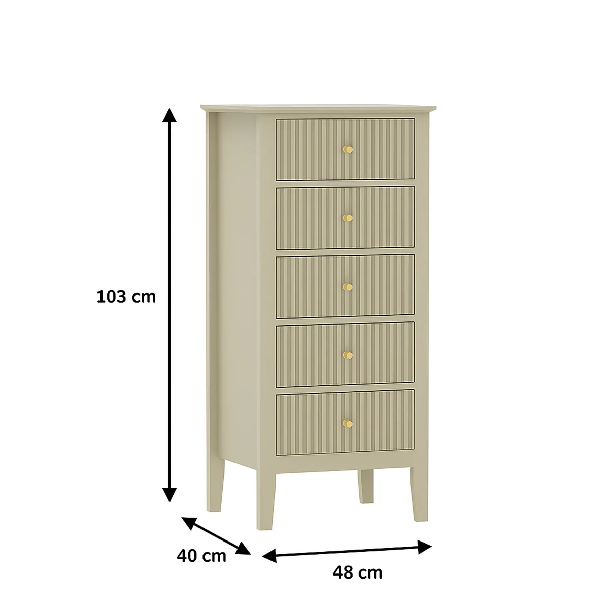 Tall 5 Drawer Bedside Table - Hales Taupe Range - Image 5