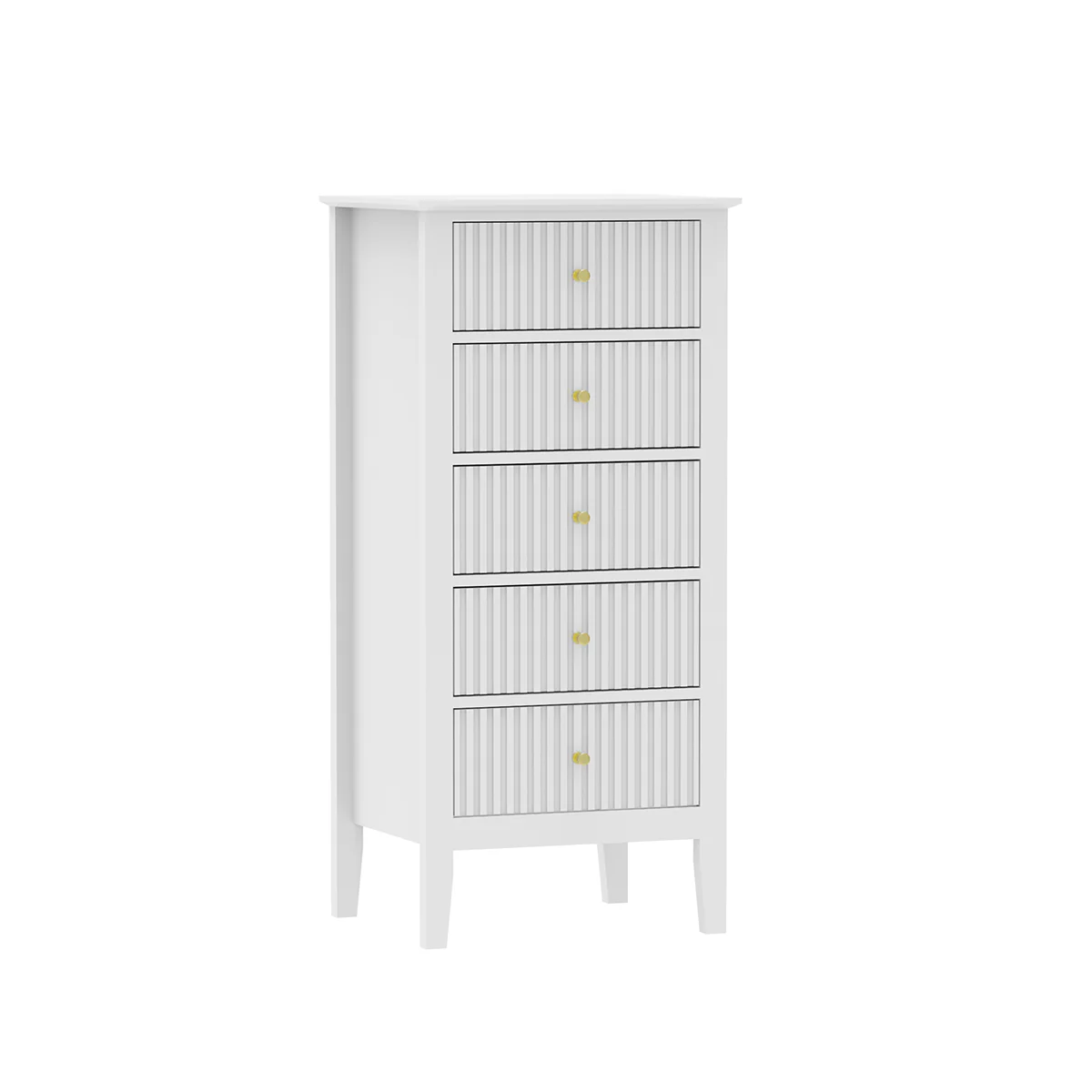 Tall 5 Drawer Bedside Table - Hales White Range - Image 6
