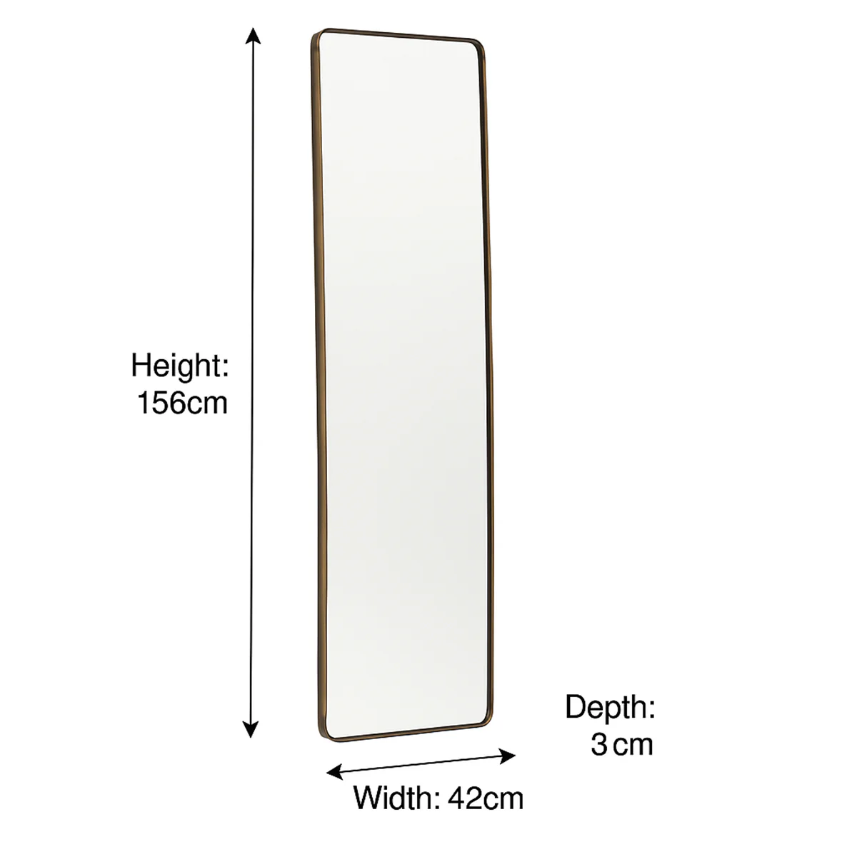 Tall Brushed Gold Thin Framed Wall Mirror / Leaner Mirror 42cm x 156cm - Image 5