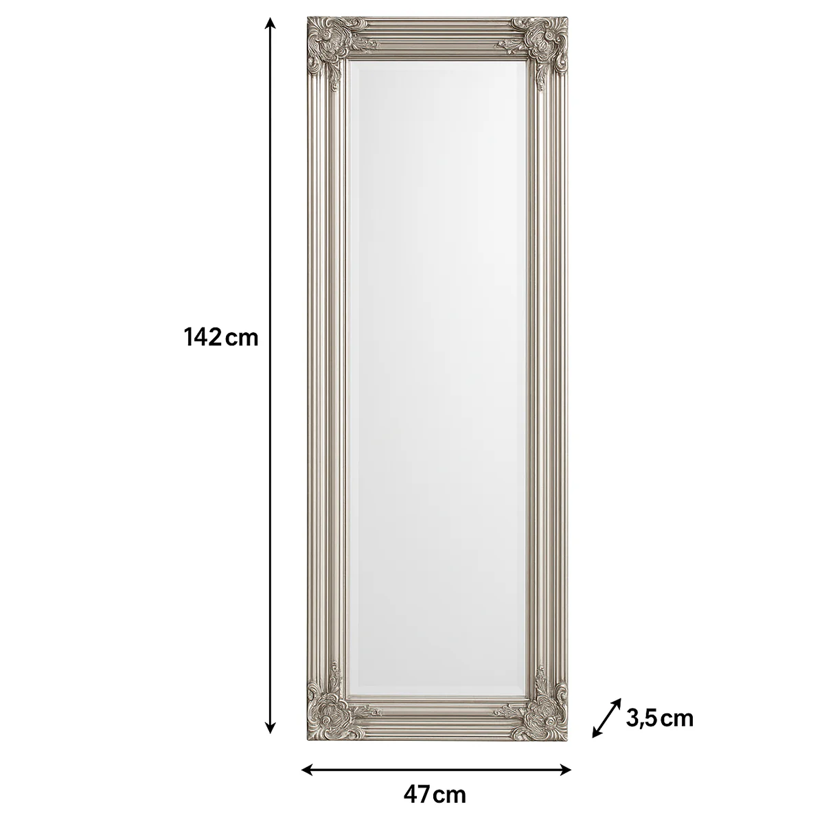 Tall Champagne Silver Wall Mirror 47cm x 142cm - Image 5