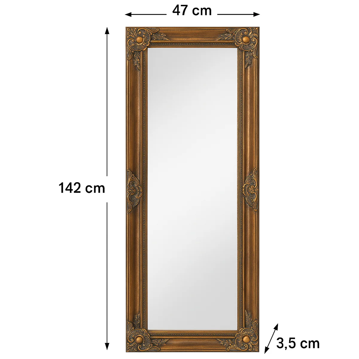 Tall Gold Wall Mirror 47cm x 142cm - Image 5