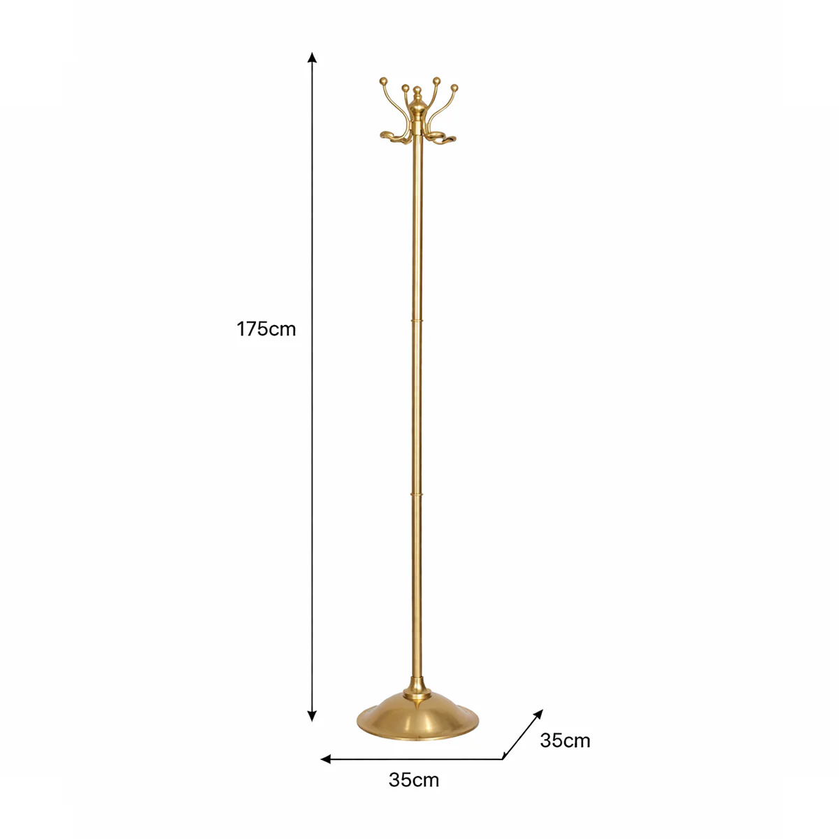 Tall Shiny Antique Gold Metal Coat Rack with 8 Storage Hooks - Image 5