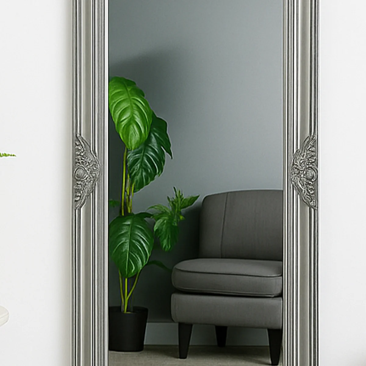 Tall Silver Ornate Mirror 47cm x 142cm - Image 3