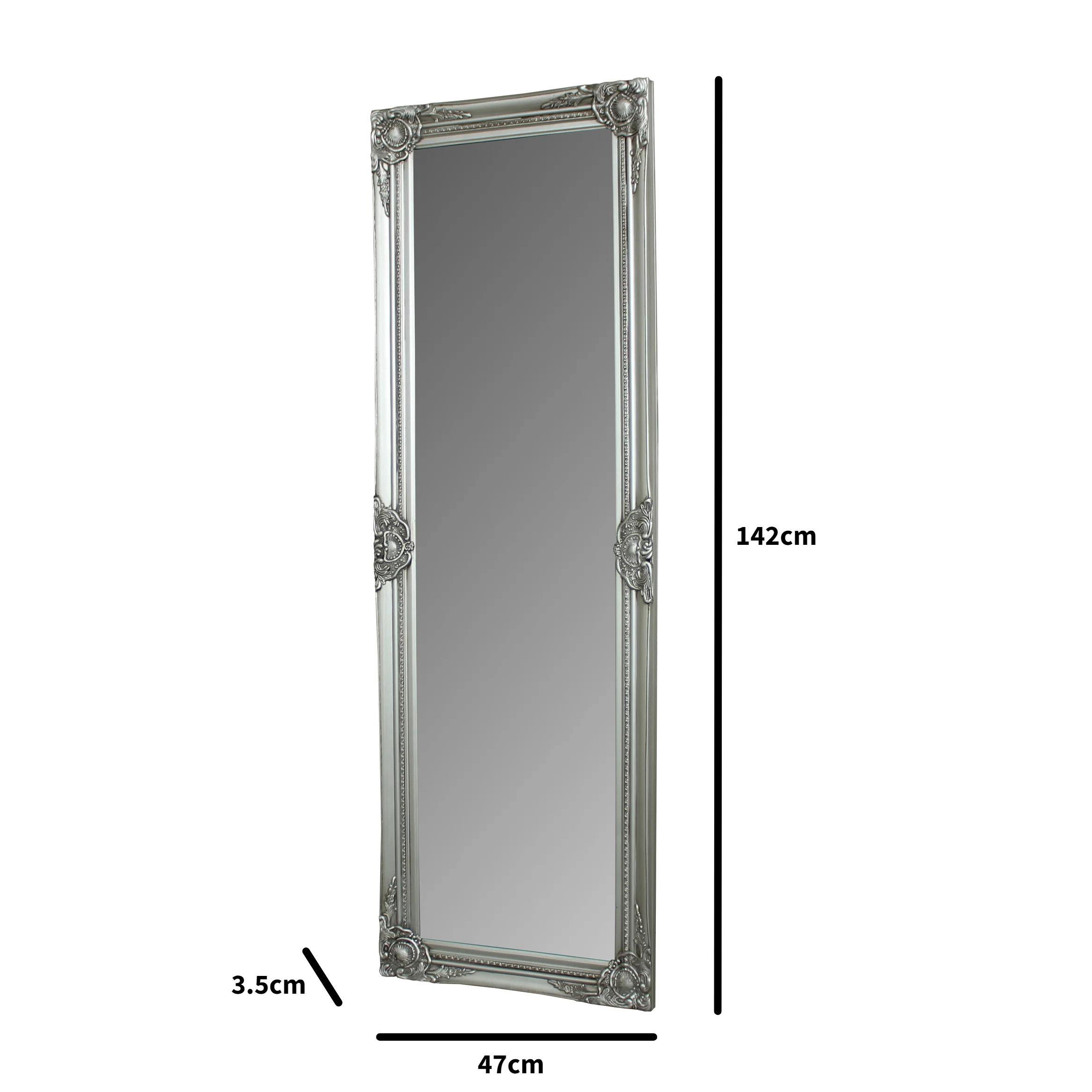 Tall Silver Ornate Mirror 47cm x 142cm - Image 5