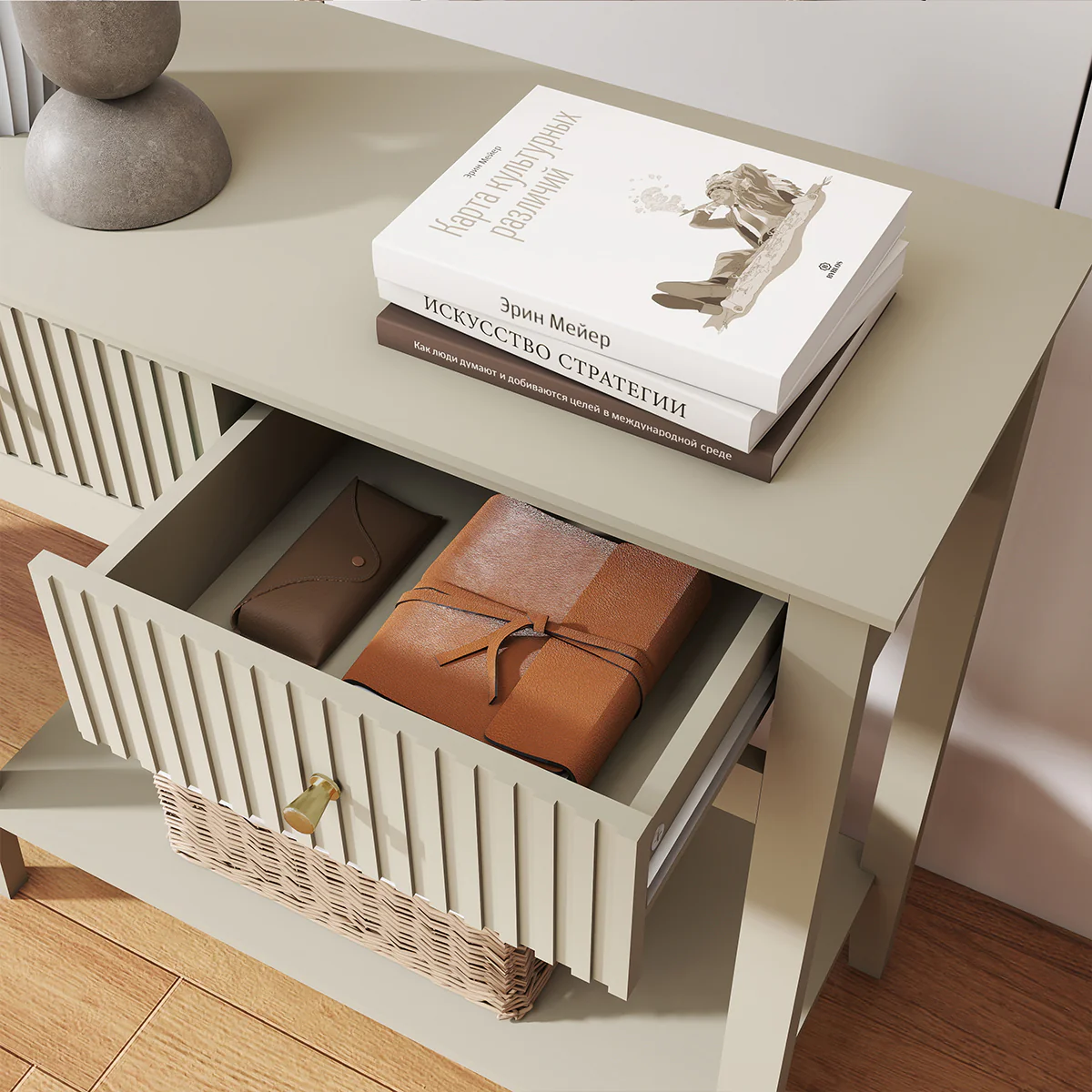 Taupe 2 Drawer Console / Dressing Table - Hales Taupe Range - Image 3