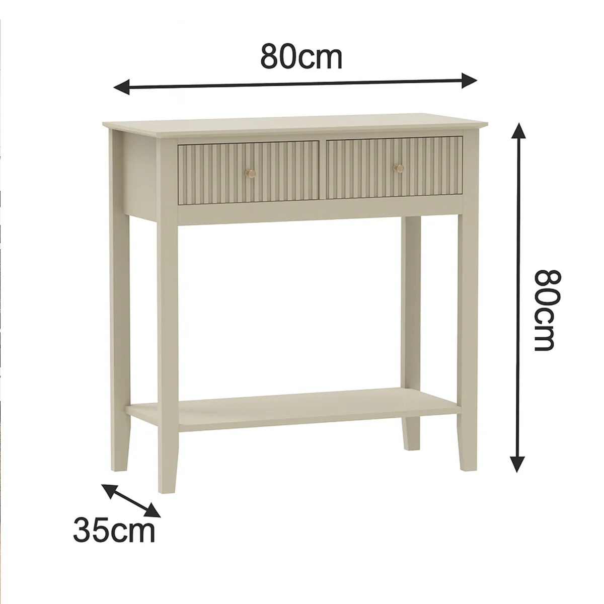 Taupe 2 Drawer Console / Dressing Table - Hales Taupe Range - Image 7