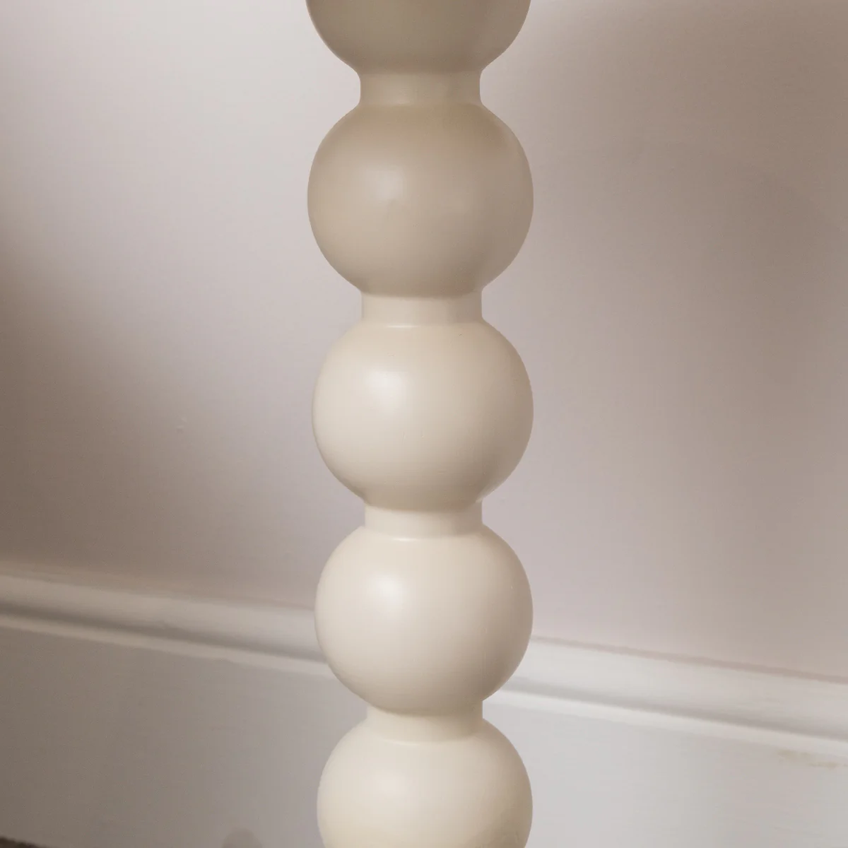 Taupe Painted Round Wooden Bobble Side Table - 45cm x 56.5cm - Image 3