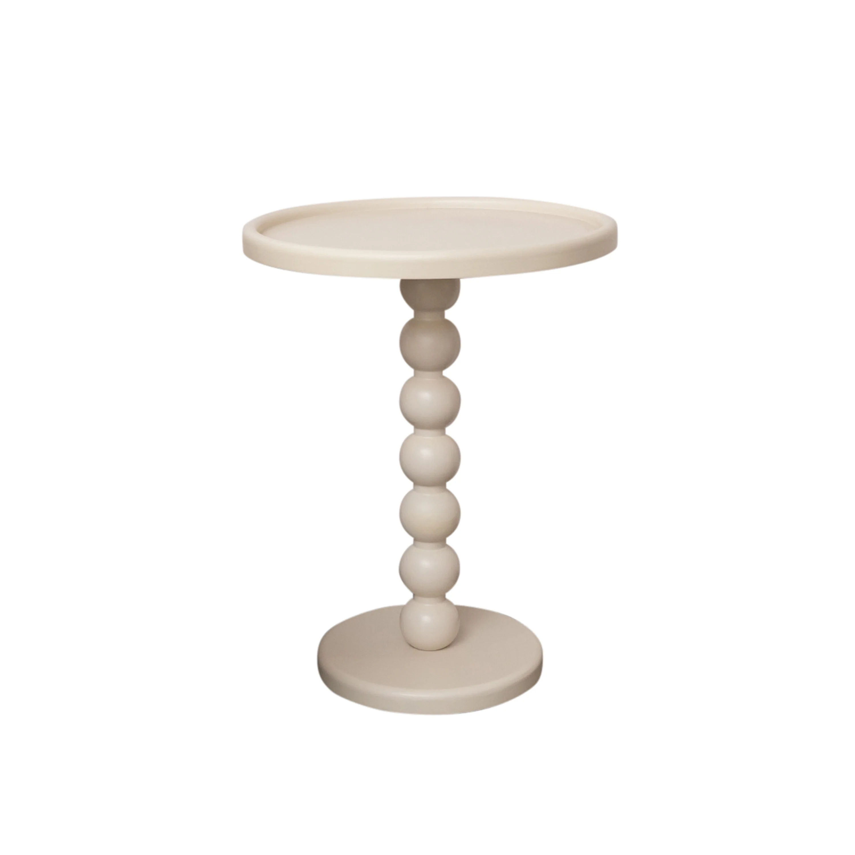 Taupe Painted Round Wooden Bobble Side Table - 45cm x 56.5cm - Image 7